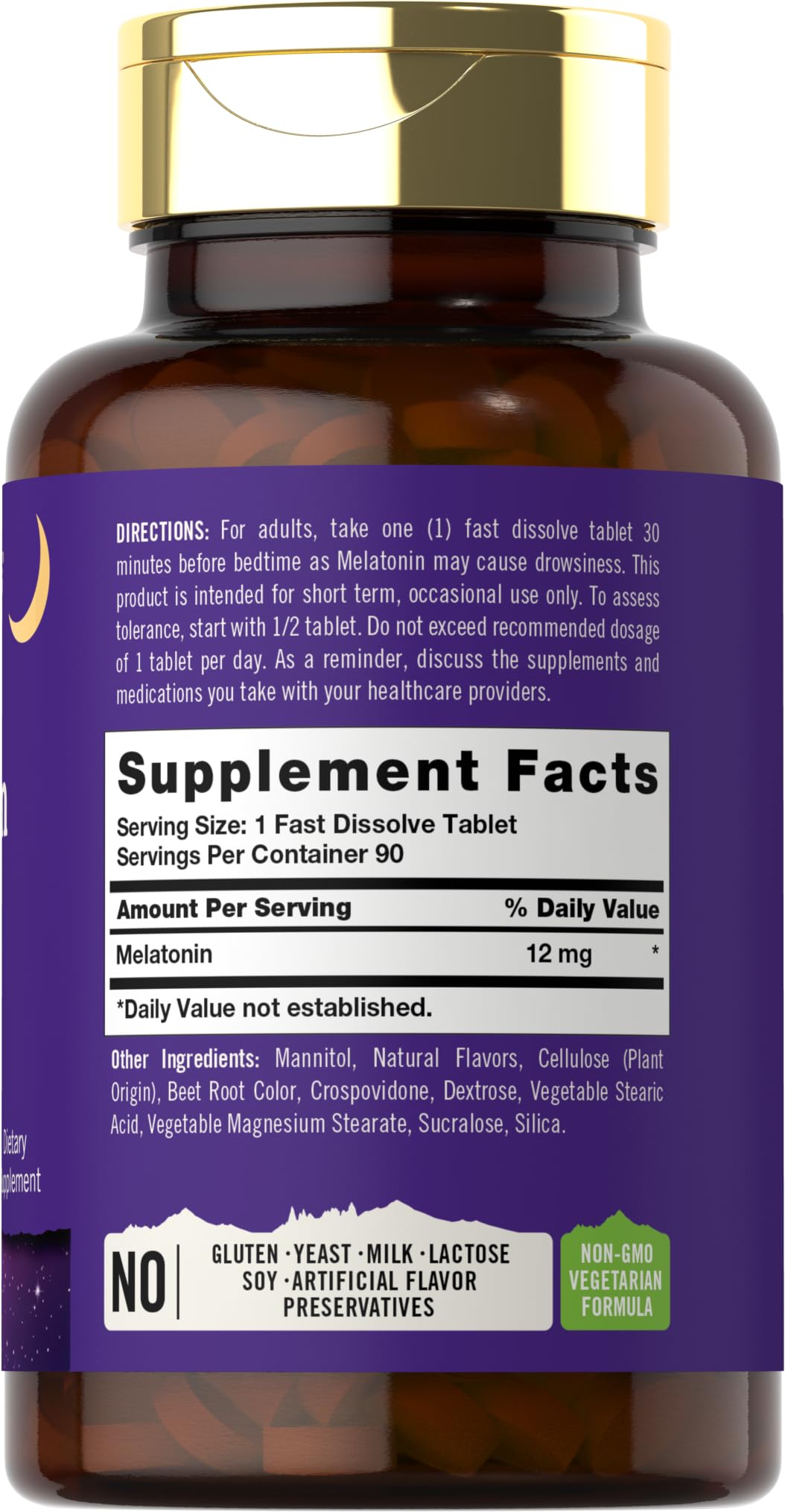 Tahoe Nutritionals Melatonin 12mg Fast Dissolve Tablets 90 Count