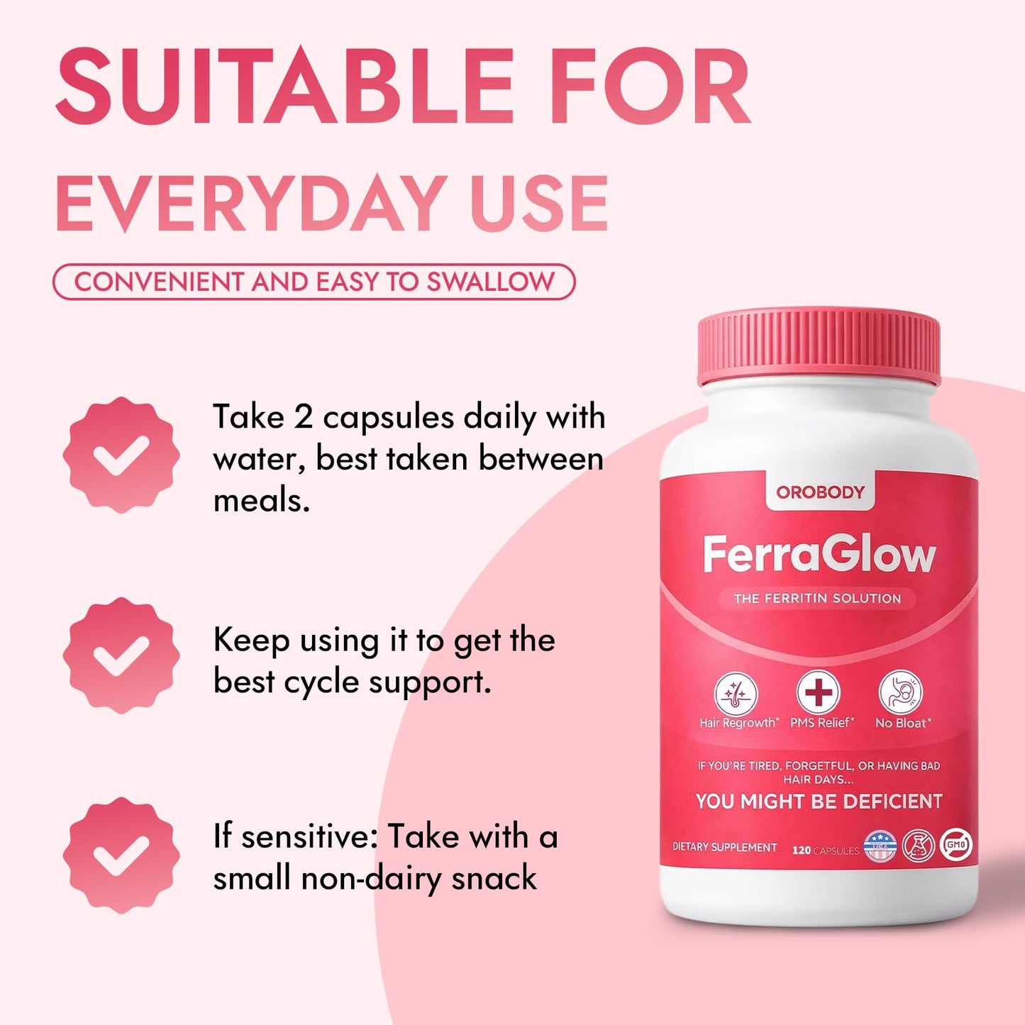Lytavia Ferraglow Ferritin Supplement Capsules, 120 Count