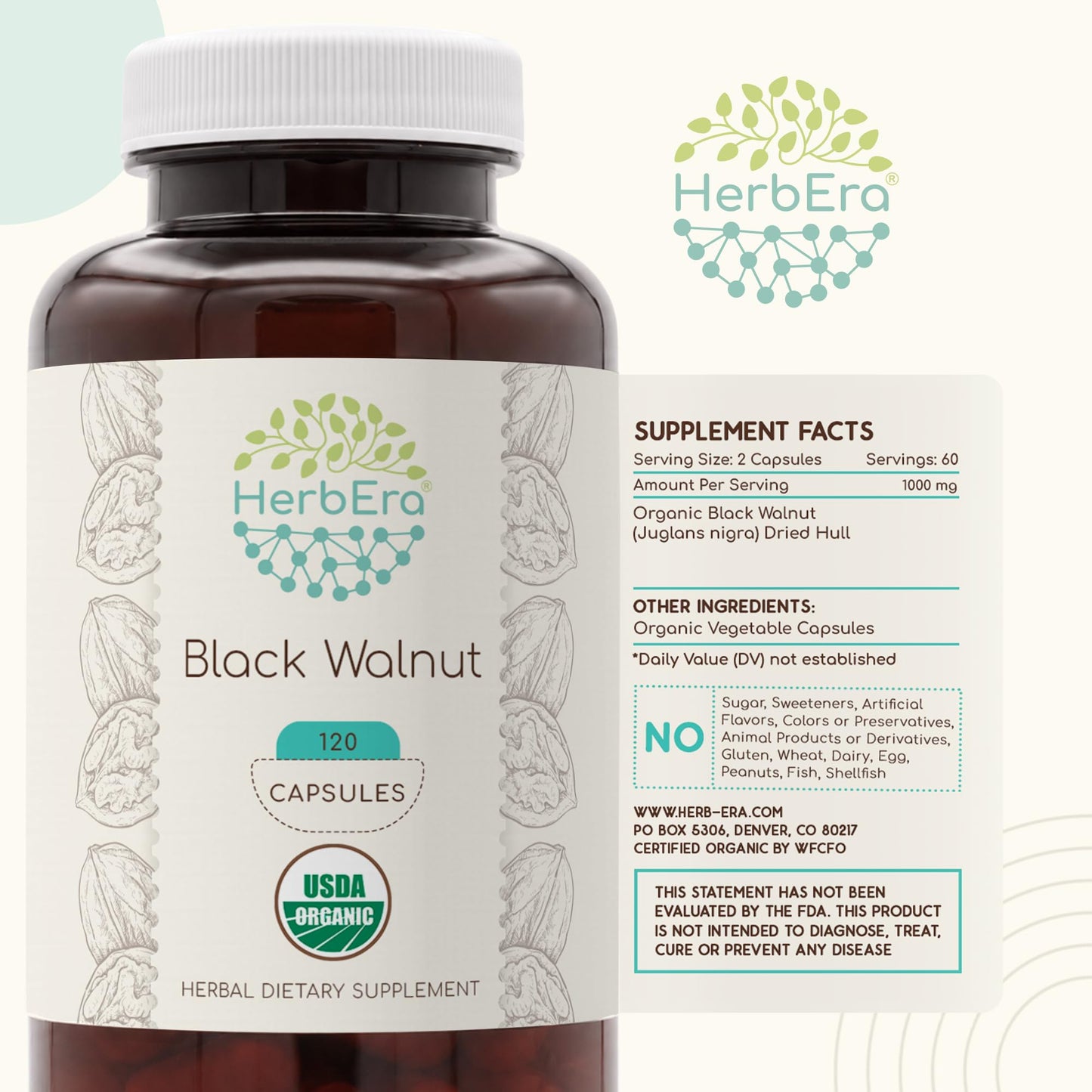 HerbEra Black Walnut Capsules 120 Count