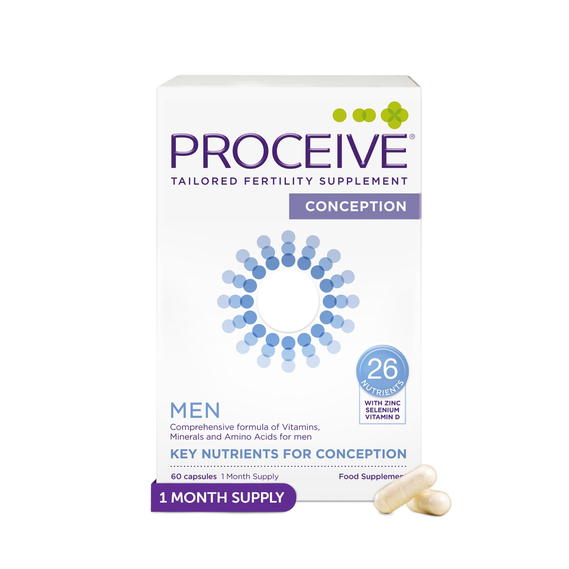 Proceive Tailored Fertility Supplement for Men Multivitamin Capsules 60 Count