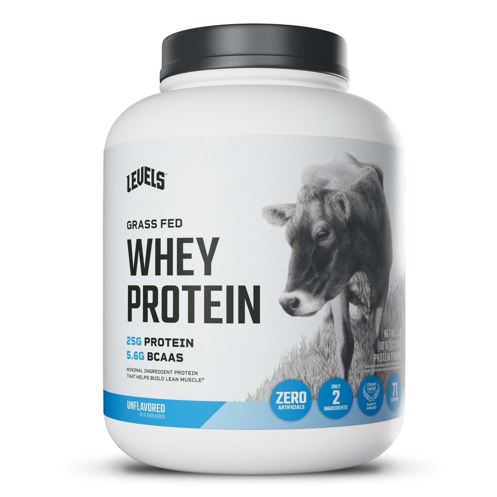Levels Nutrition Grass Fed Whey Protein Powder, 80 Servings
