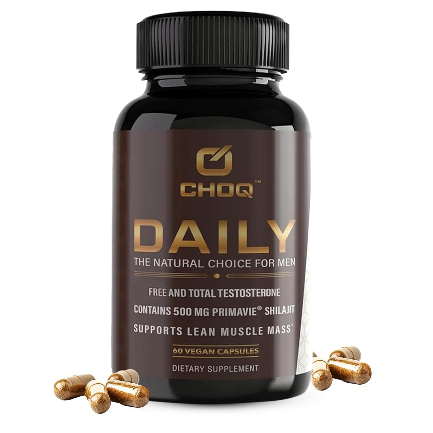 CHOQ Daily with 500mg PrimaVie Shilajit, Safed Musli & Tribulus Capsules, 60 Count