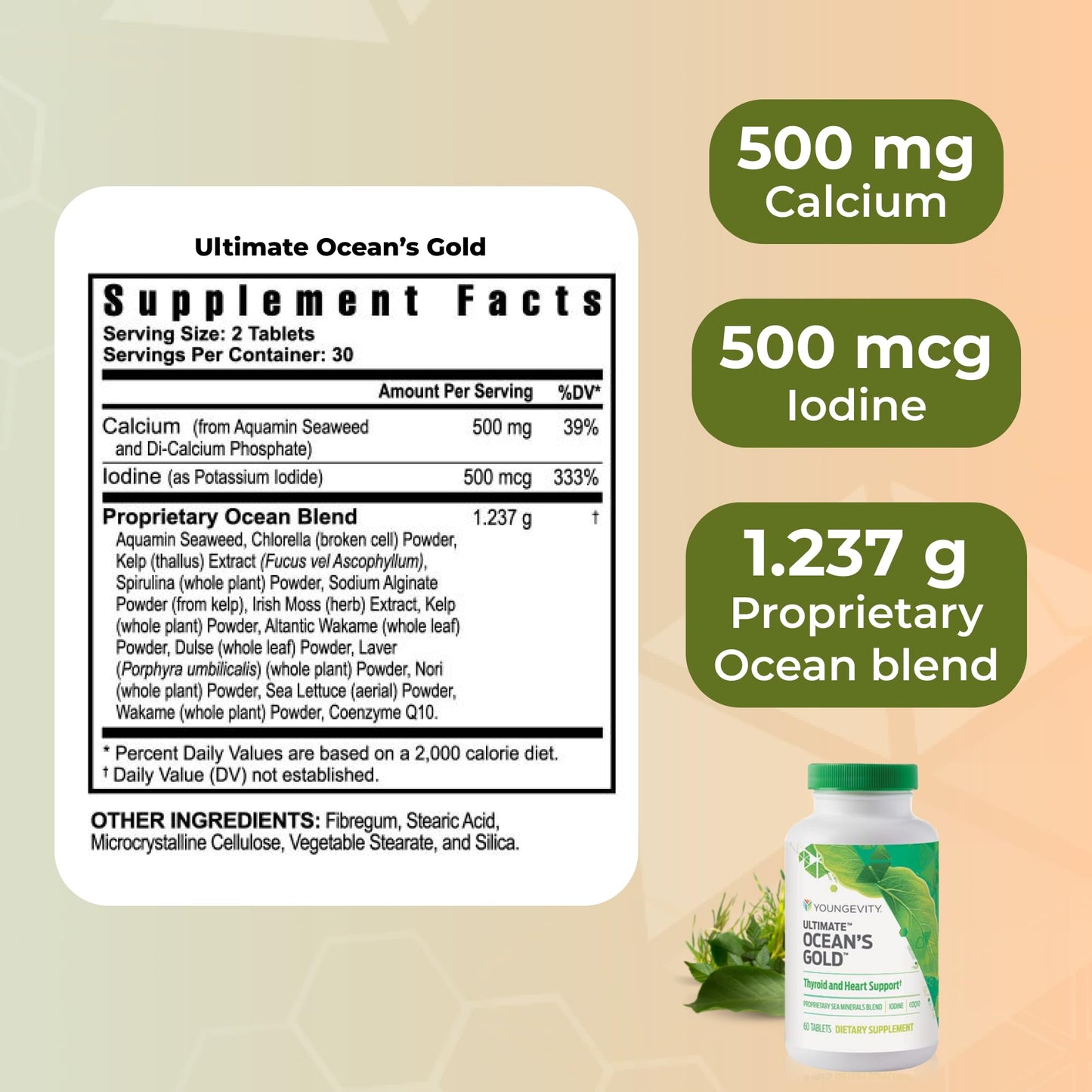 Youngevity Ultimate Ocean's Gold Thyroid & Heart Support Capsules, 60 Capsules