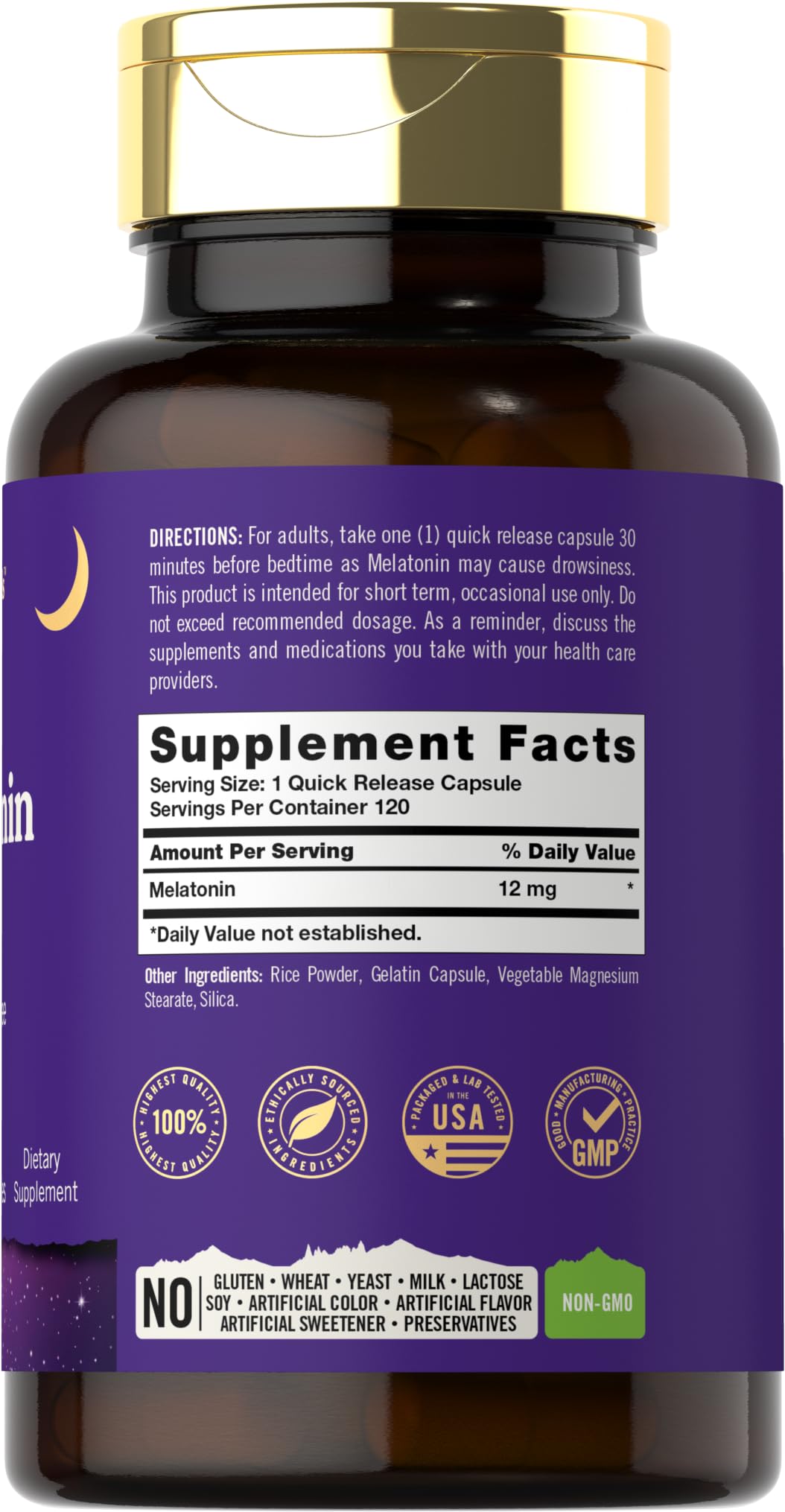 Tahoe Nutritionals Melatonin 12 mg Capsules, 120 Count