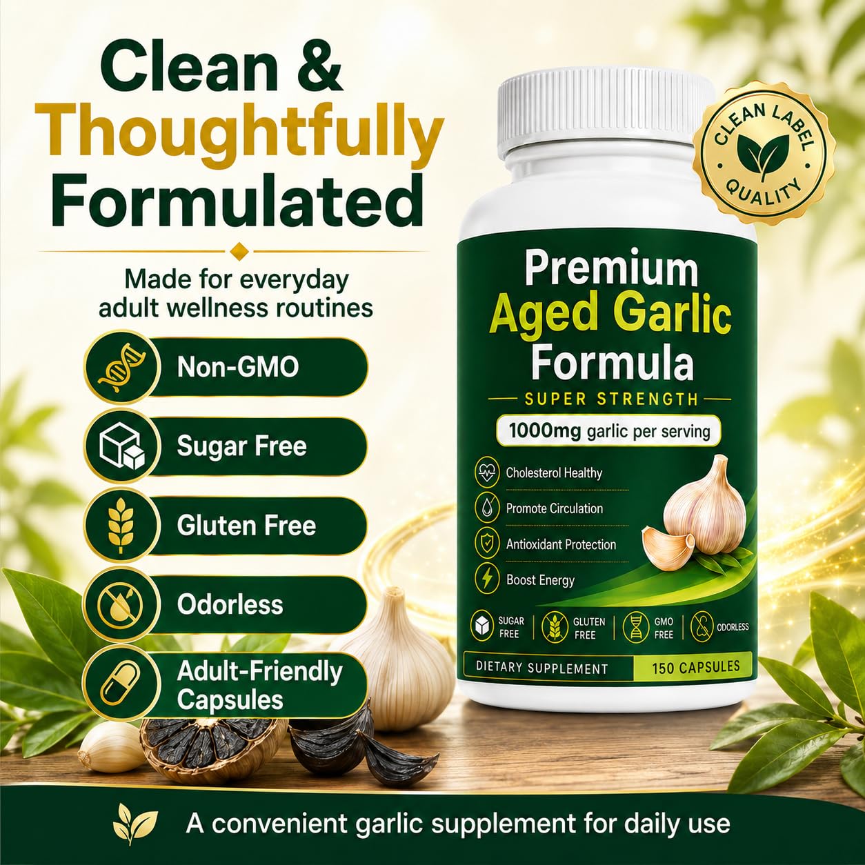 KYZTMHC Premium Aged Black Garlic Softgels, 150 Count