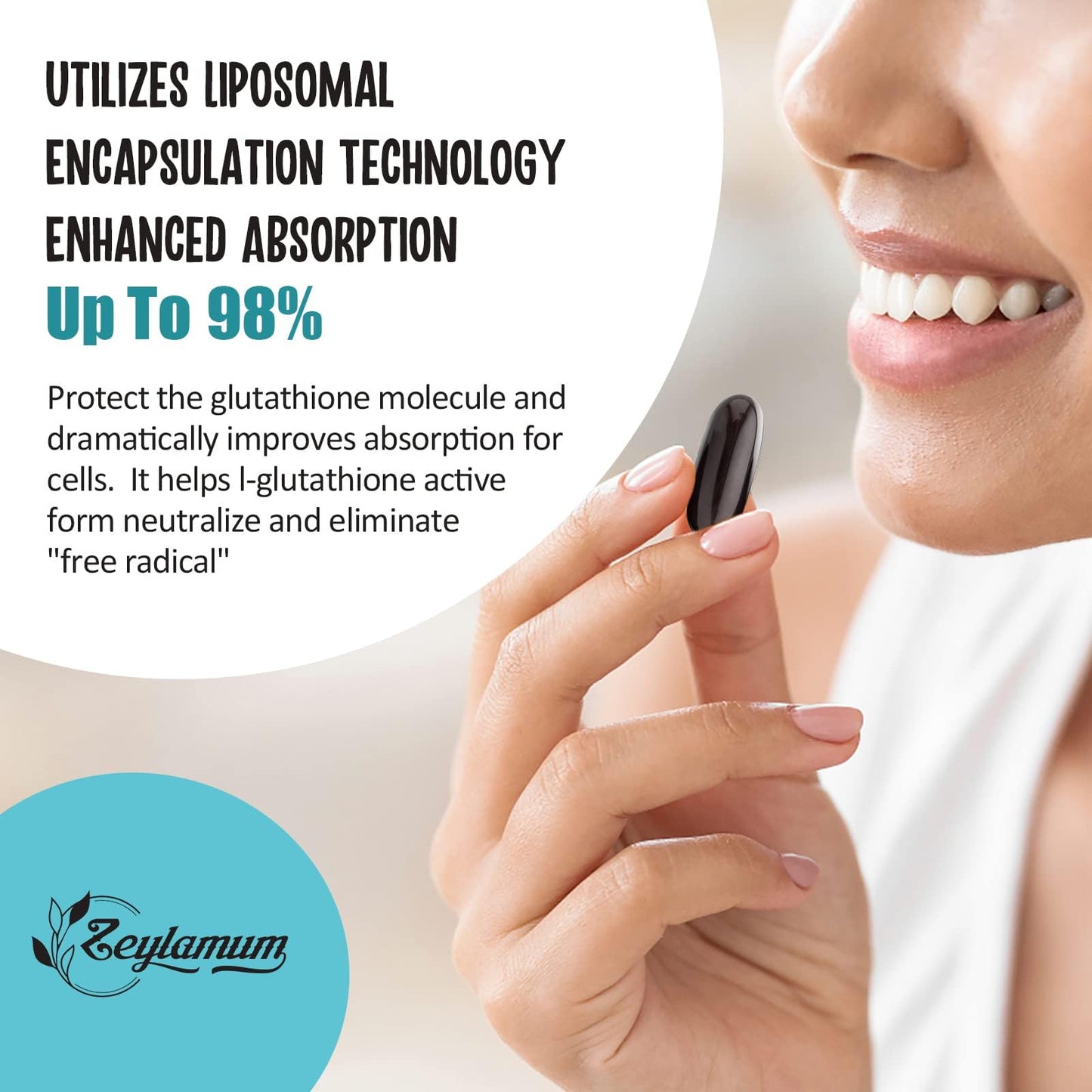 Zeylamum Liposomal Glutathione 2400 MG Softgels, 60 Count