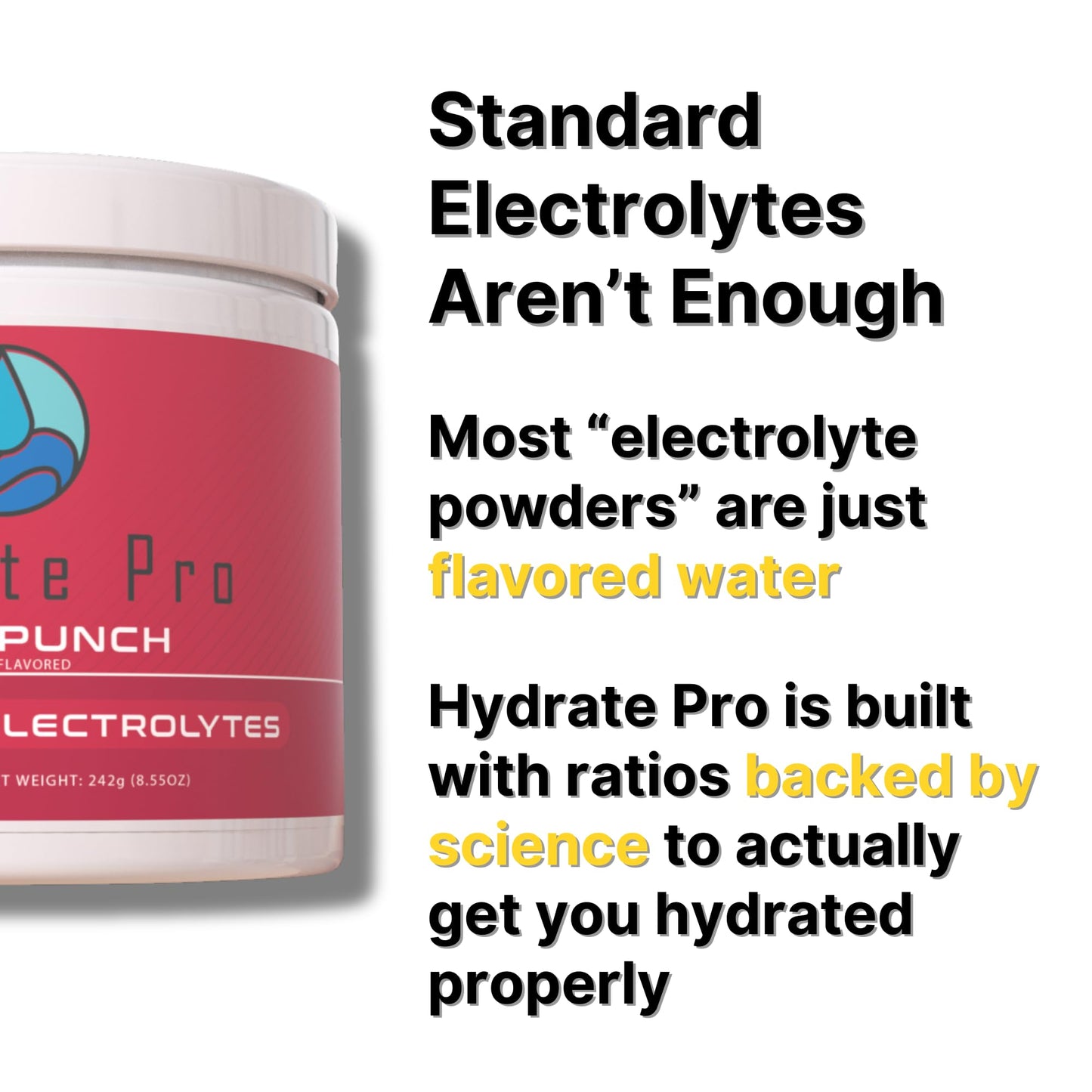 Hydrate Pro Clinical-Grade Electrolyte Powder 7.83 Ounce
