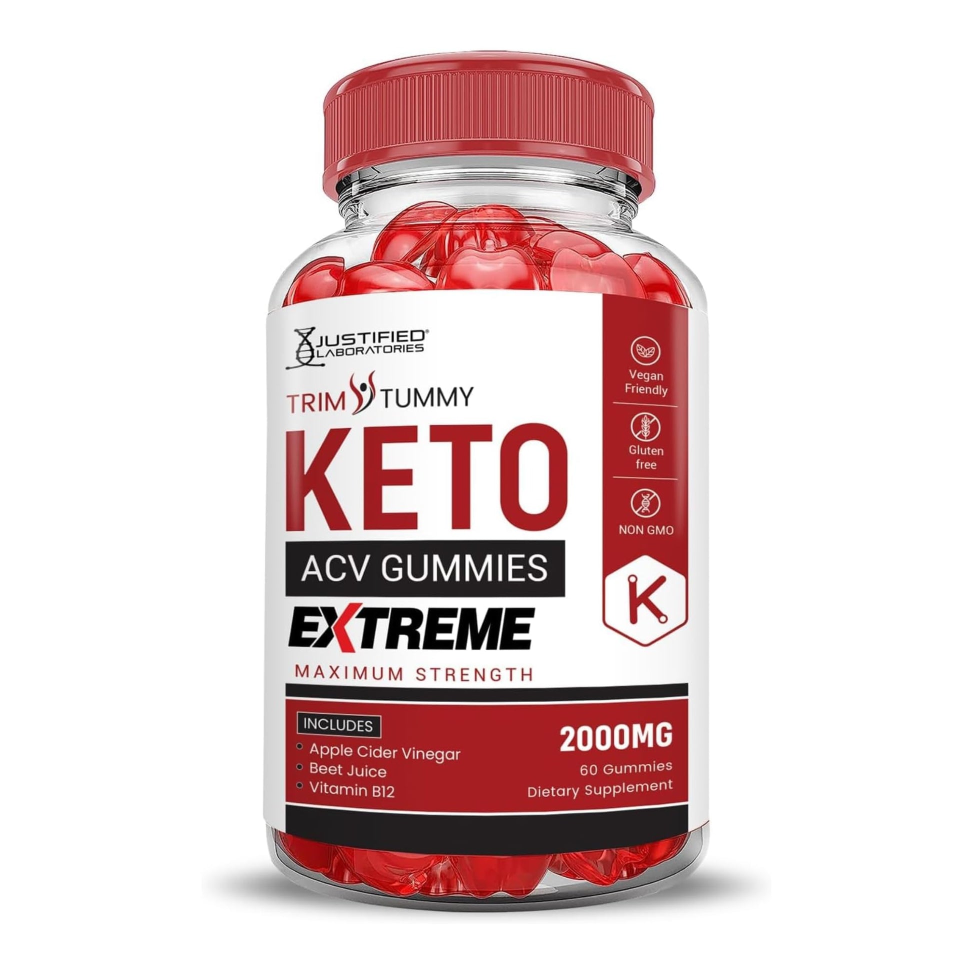 Justified Laboratories Trim Tummy Keto ACV Gummies Extreme (2000 mg) Gummy - 60 Count