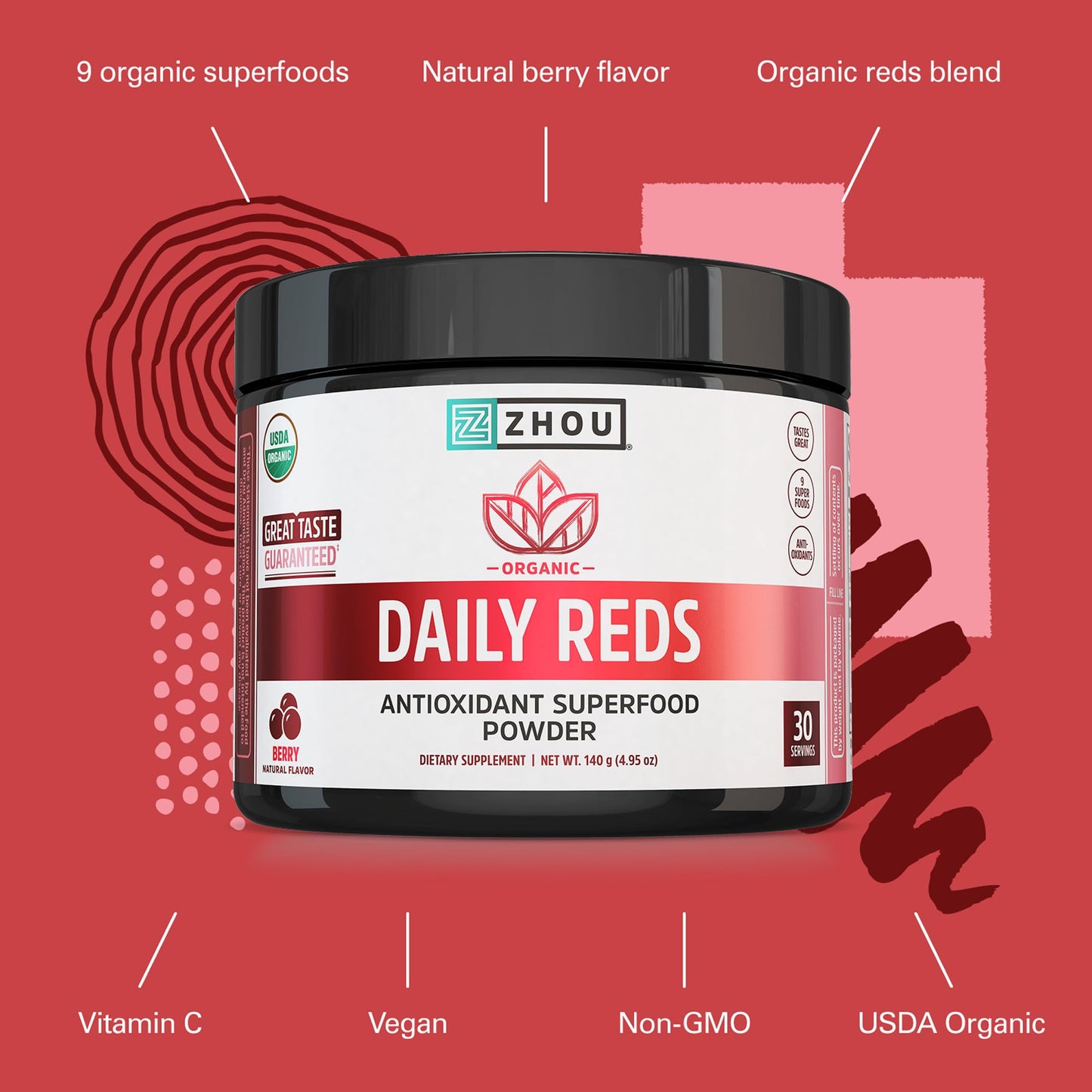 ZHOU Organic Reds Powder 4.95 oz