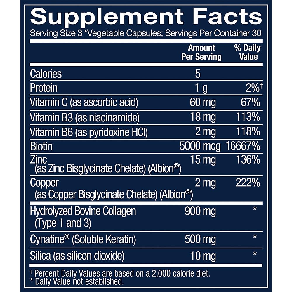 Vthrive Advanced Keratin for Hair, Skin & Nails, Biotin & Collagen, 90 Capsules, 1 Count