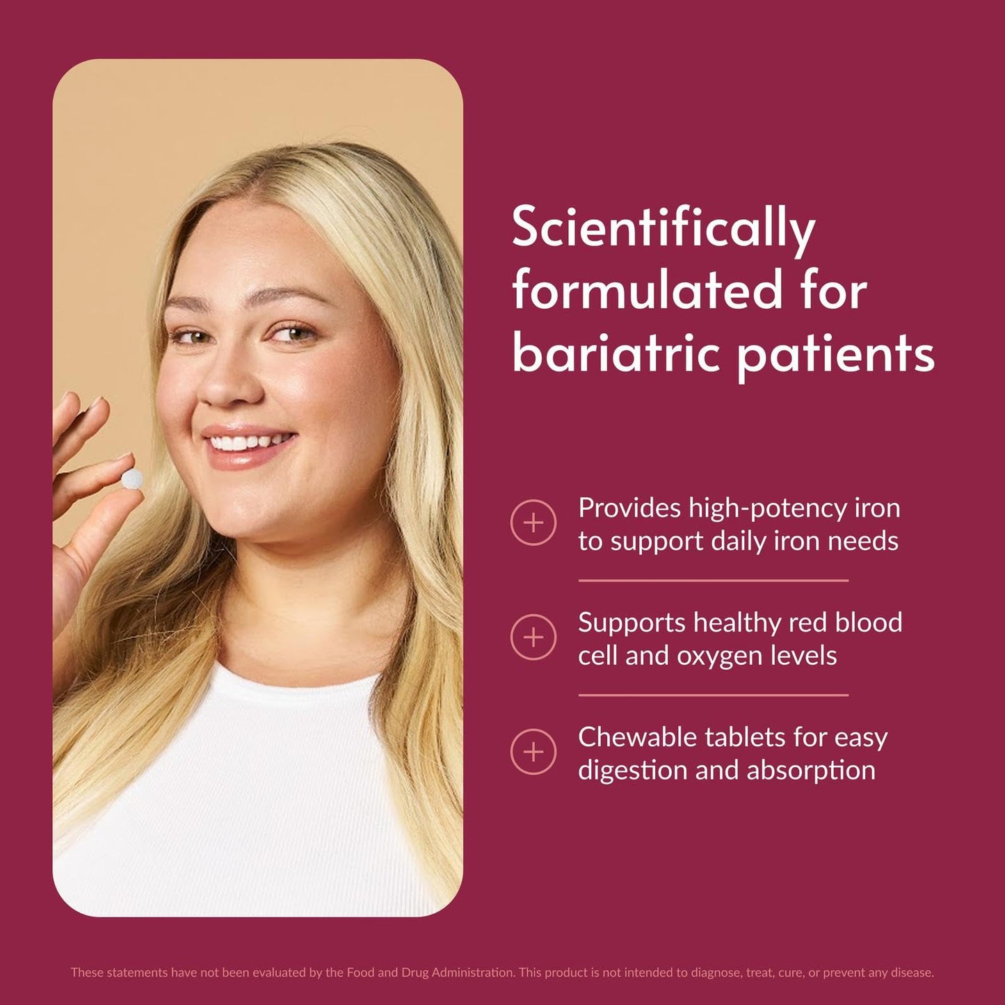 Bariatric Advantage Chewable Iron 60 mg Lemon Lime Tablet, 270 Tablets