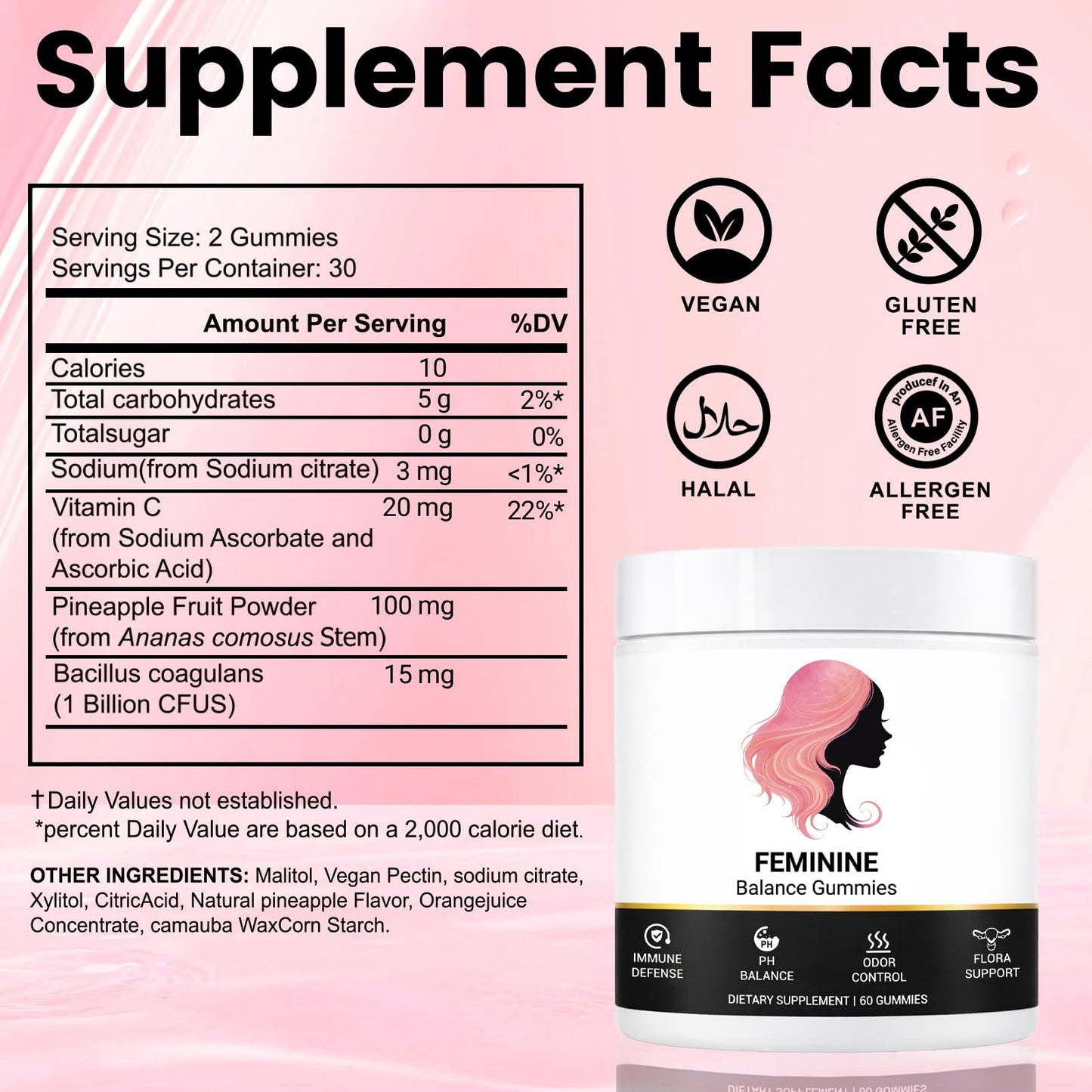 Bacorgoy Feminine Balance Gummies 60 Count