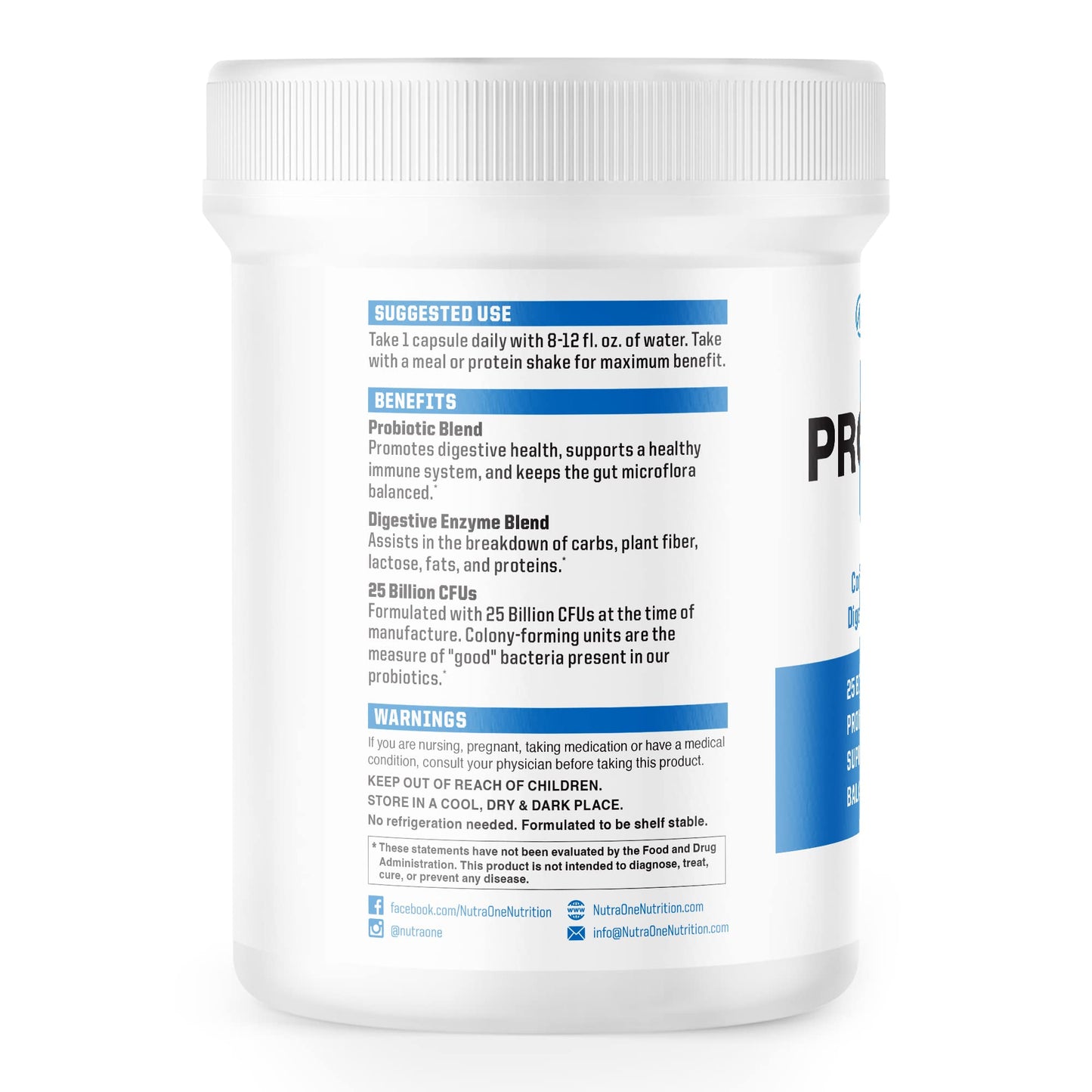 NutraOne ProbioticX Probiotic Supplement for Women & Men Digestive Health & Immune Support Probiotics 30 Capsules