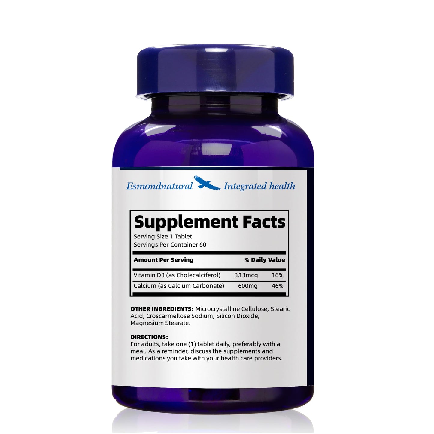Esmond Natural Calcium 600mg and Vitamin D 125IU Tablets, 300 Tablets