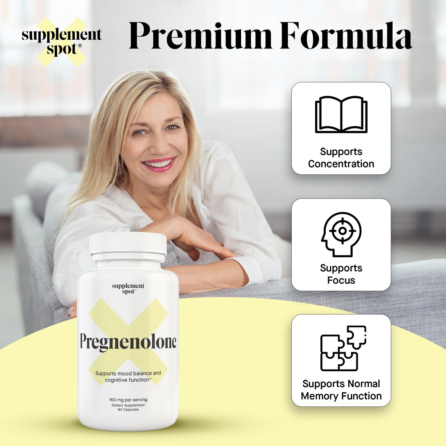 Supplement Spot Pregnenolone 150 mg Energy Supplement Capsule 90
