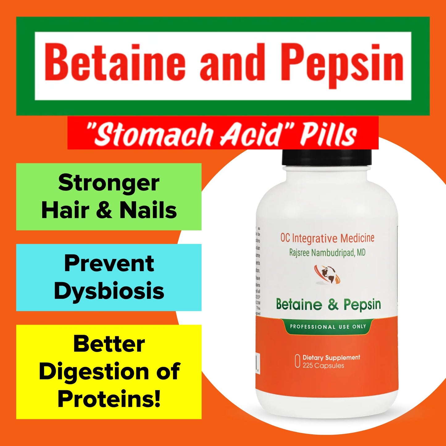 Rajsree Betaine & Pepsin Capsules 225