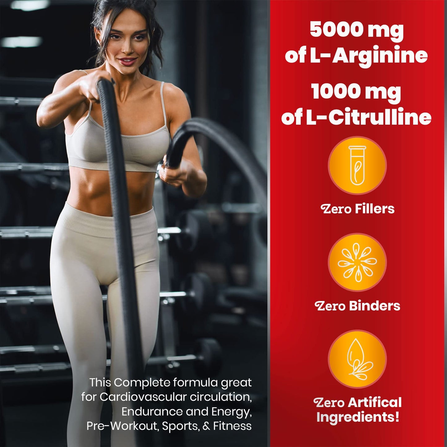 Simply Natures Pure Cardio Complete Powder with 5,000 L-Arginine, 1,000mg L-Citrulline, and Hawthorn Berry - 16.83 oz