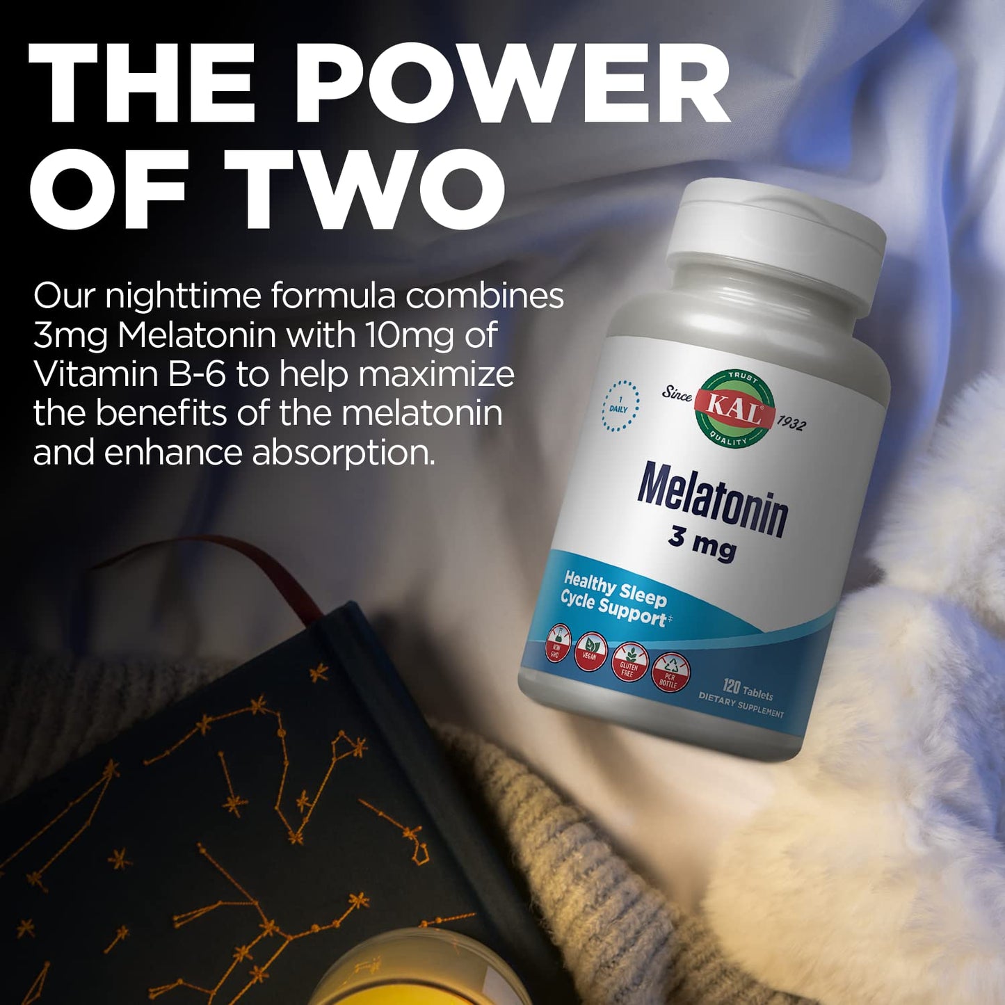 KAL Melatonin 3mg Sleep Aid Tablet, 120 Tablets