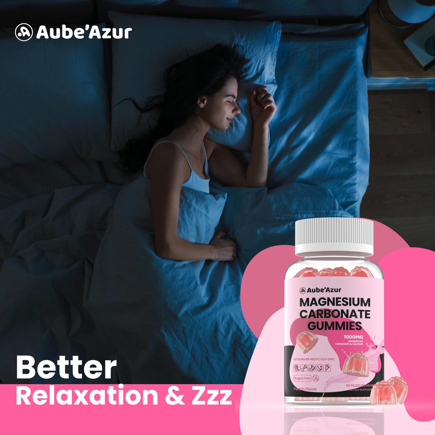 Aube'Azur Magnesium Carbonate Gummies 60 Count