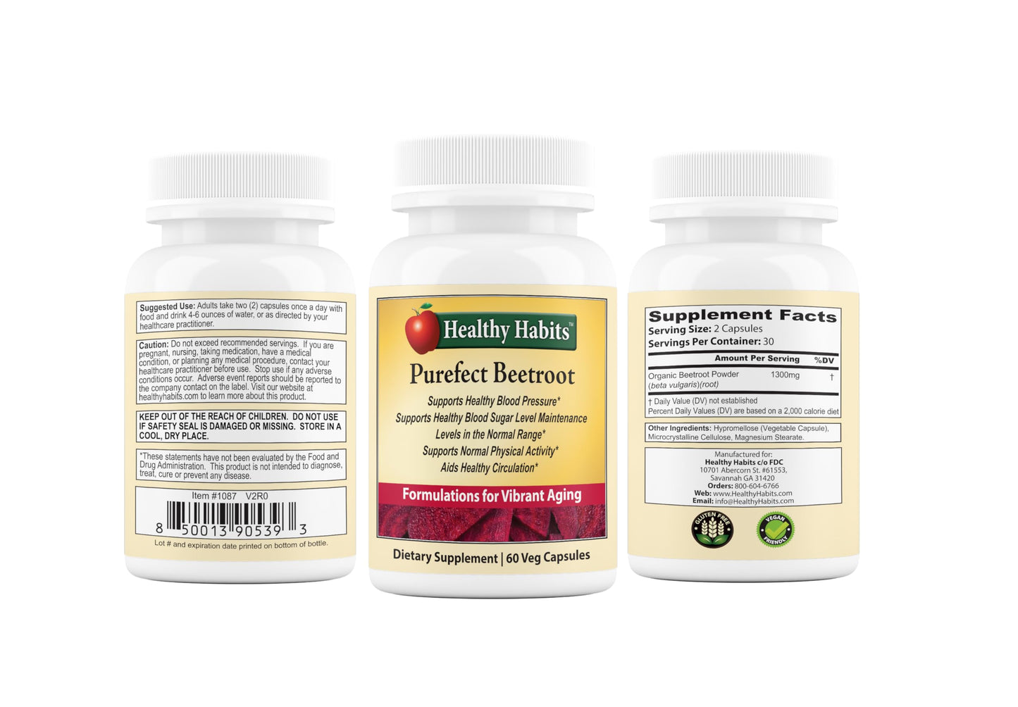 Healthy Habits Purefect Beetroot Organic Powder Capsules, 60 Count
