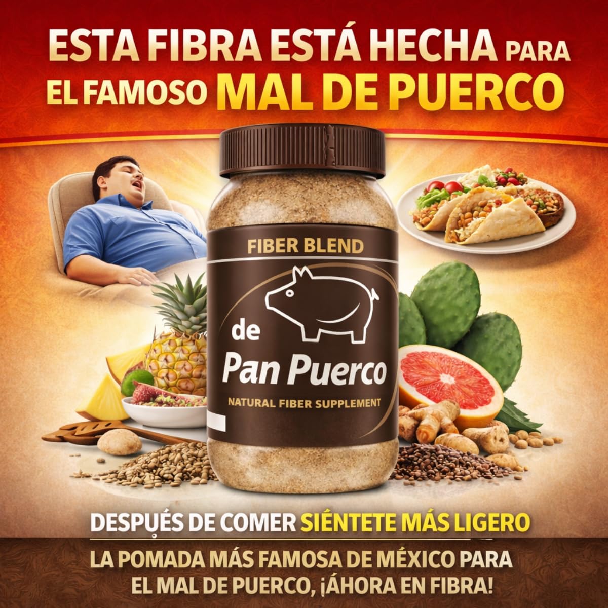 HERBALISTA Fibra de Pan Puerco Daily Fiber Powder, 10 oz