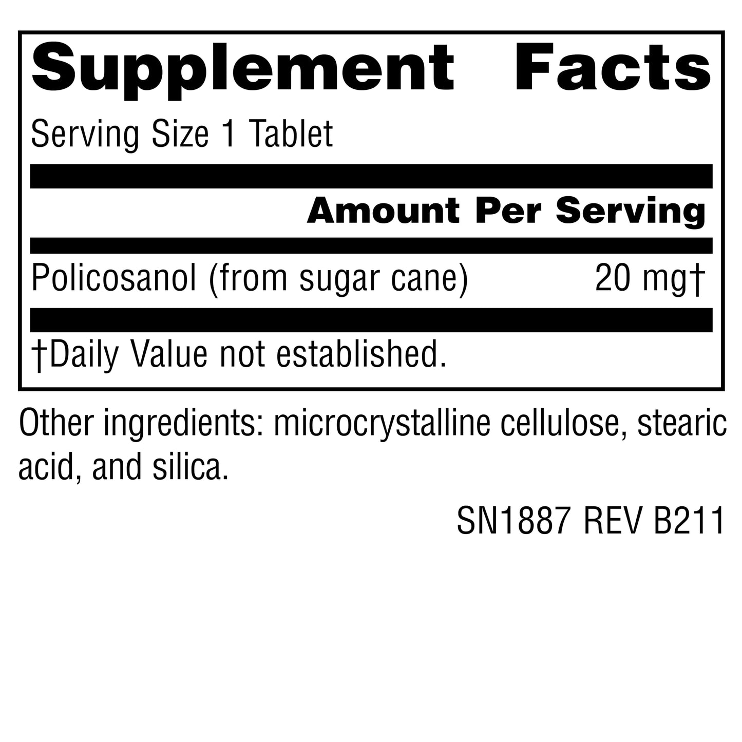 Source Naturals Policosanol 20 mg Tablet, 60 Tablets