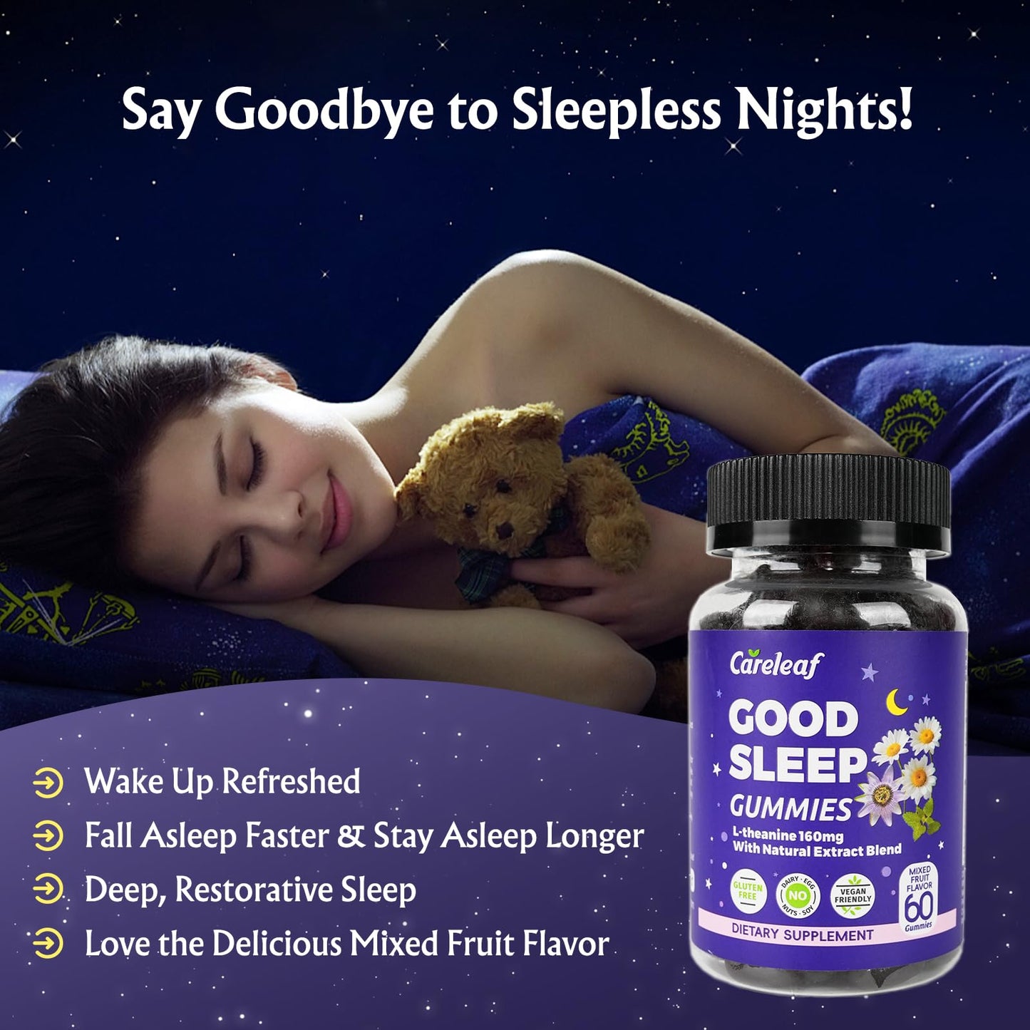 careleaf Sleep Gummies No Melatonin 60 Gummies