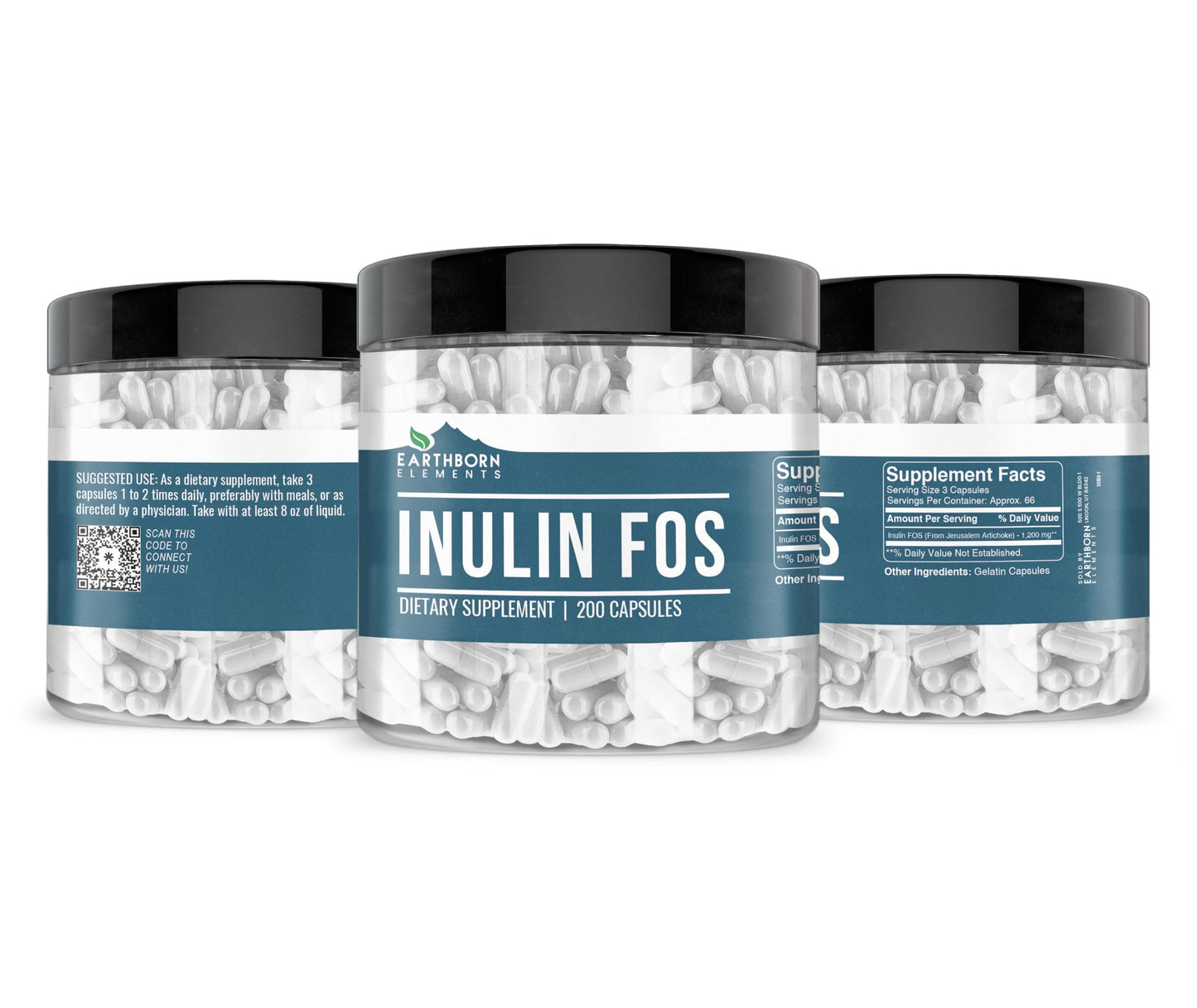 Earthborn Elements Inulin FOS Capsules 400 Capsules