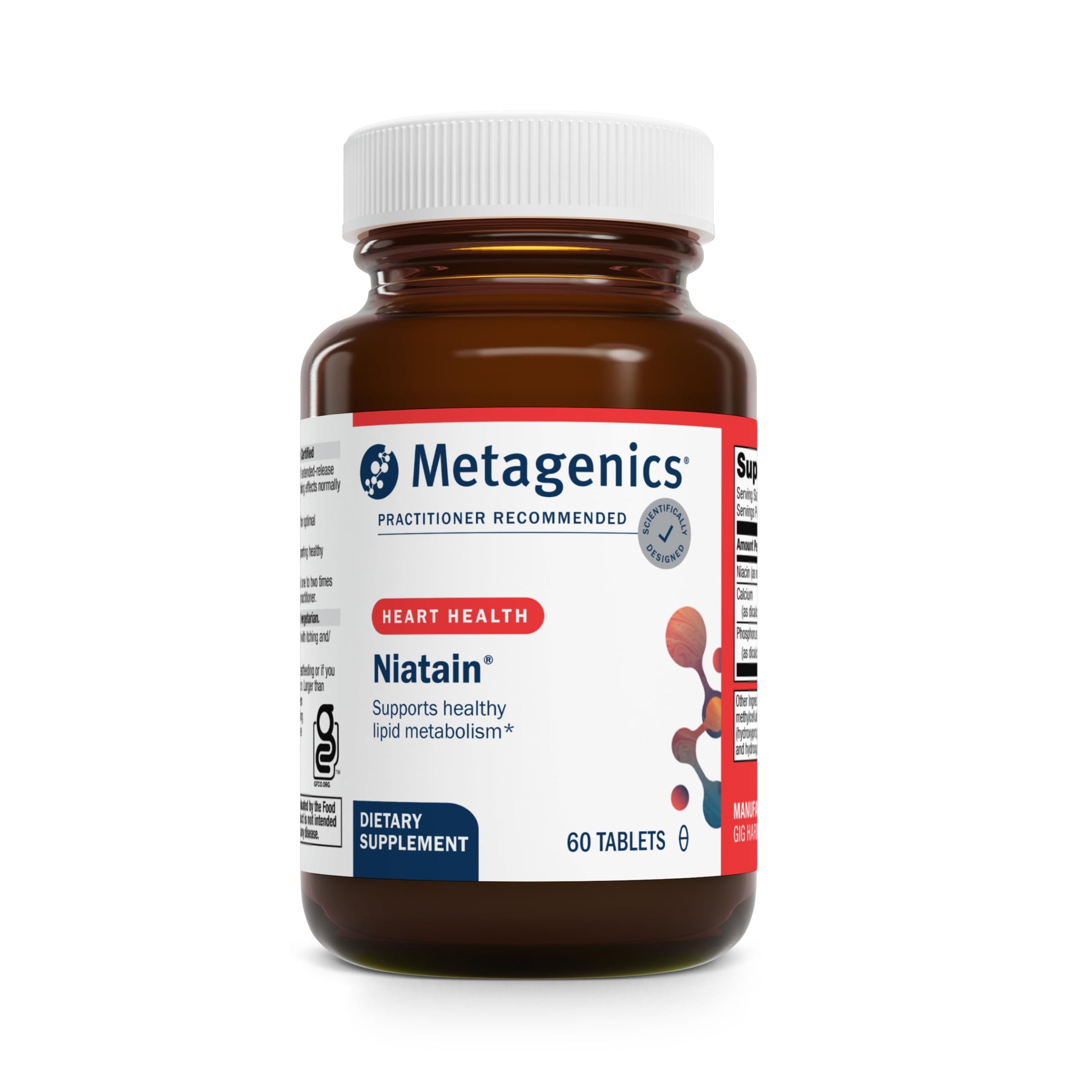 Metagenics Niatain Niacin B3-500 mg Nicotinic Acid with Sustained Release Tablet, 60 Tablets
