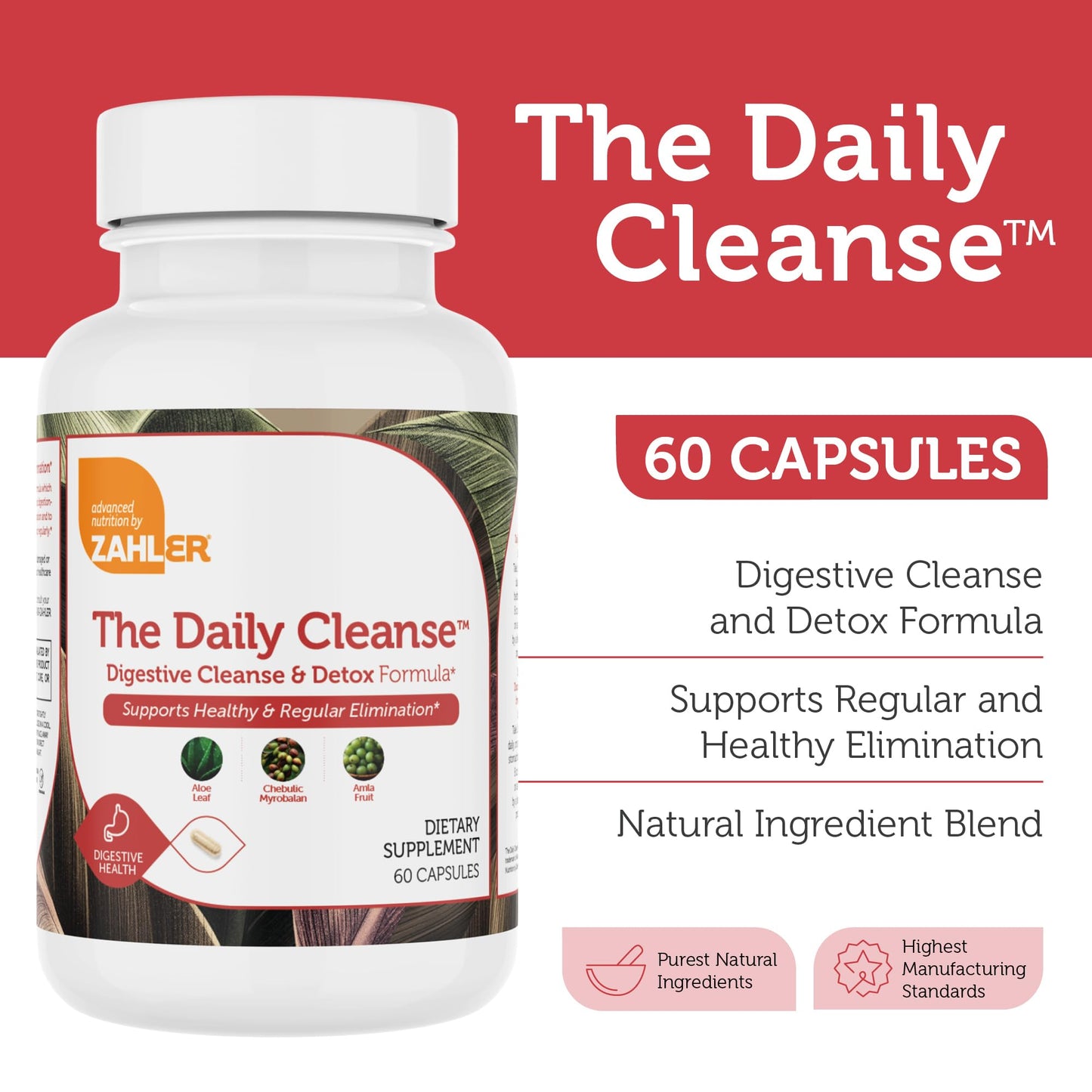 Zahler Daily Cleanse, Digestive Cleanse & Detox Formula Capsule 60 Capsules