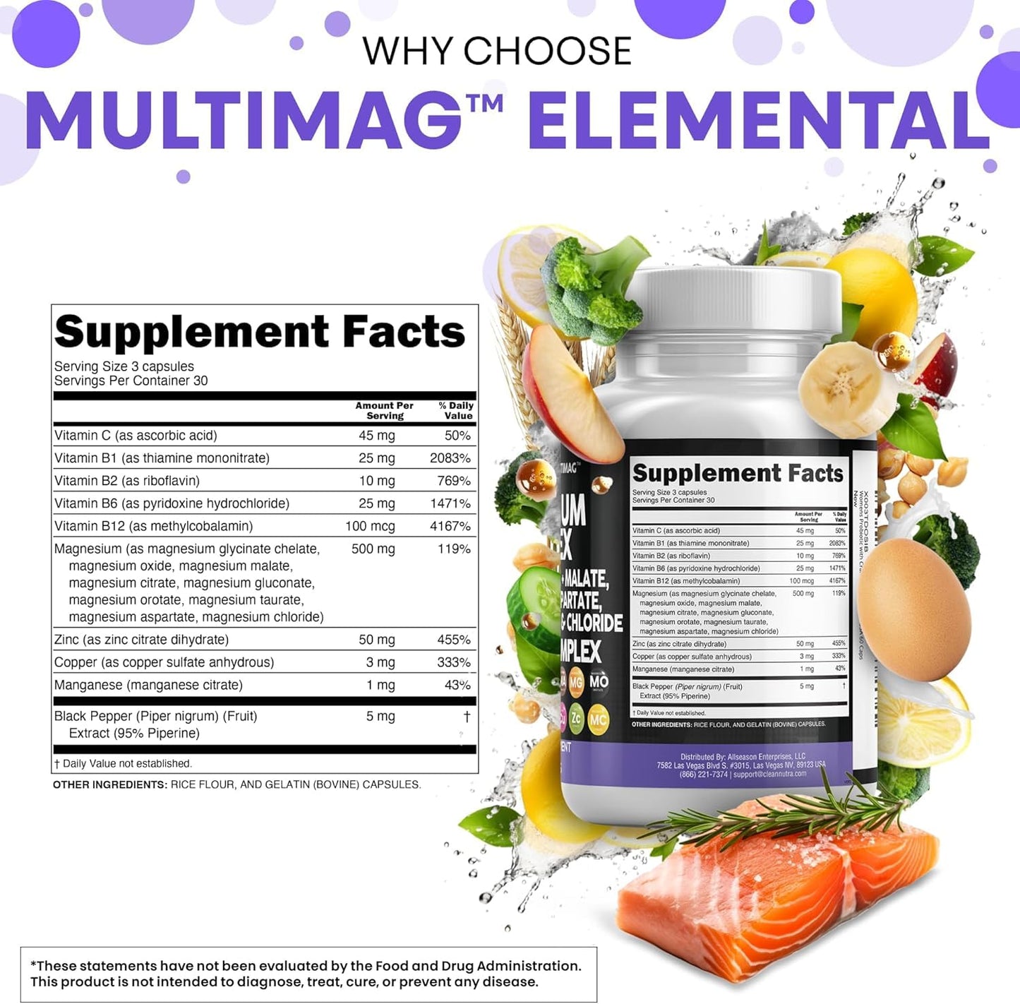 Clean Nutraceuticals Magnesium Complex Capsules, 90 Count (Pack of 2)