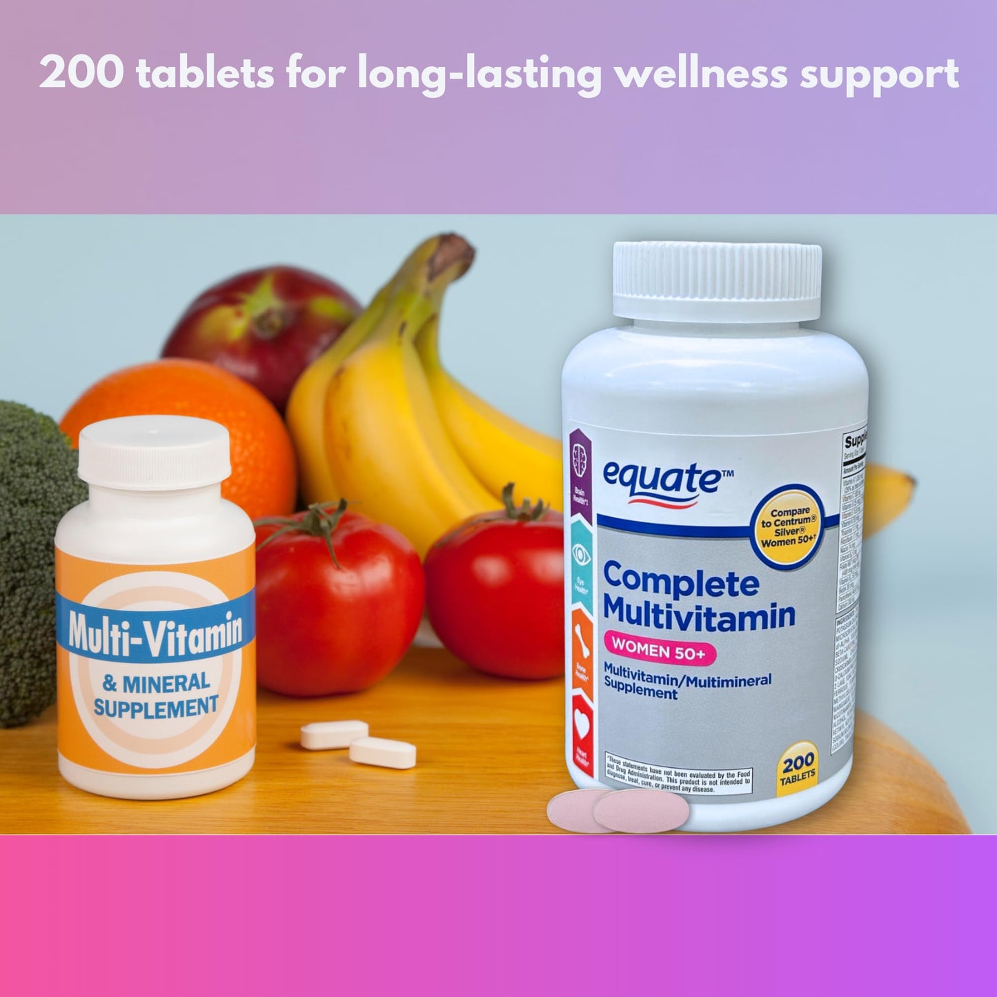 FUSION SHOP STORE Multivitamin Multimineral Women 50 Plus Tablets, 200 Count