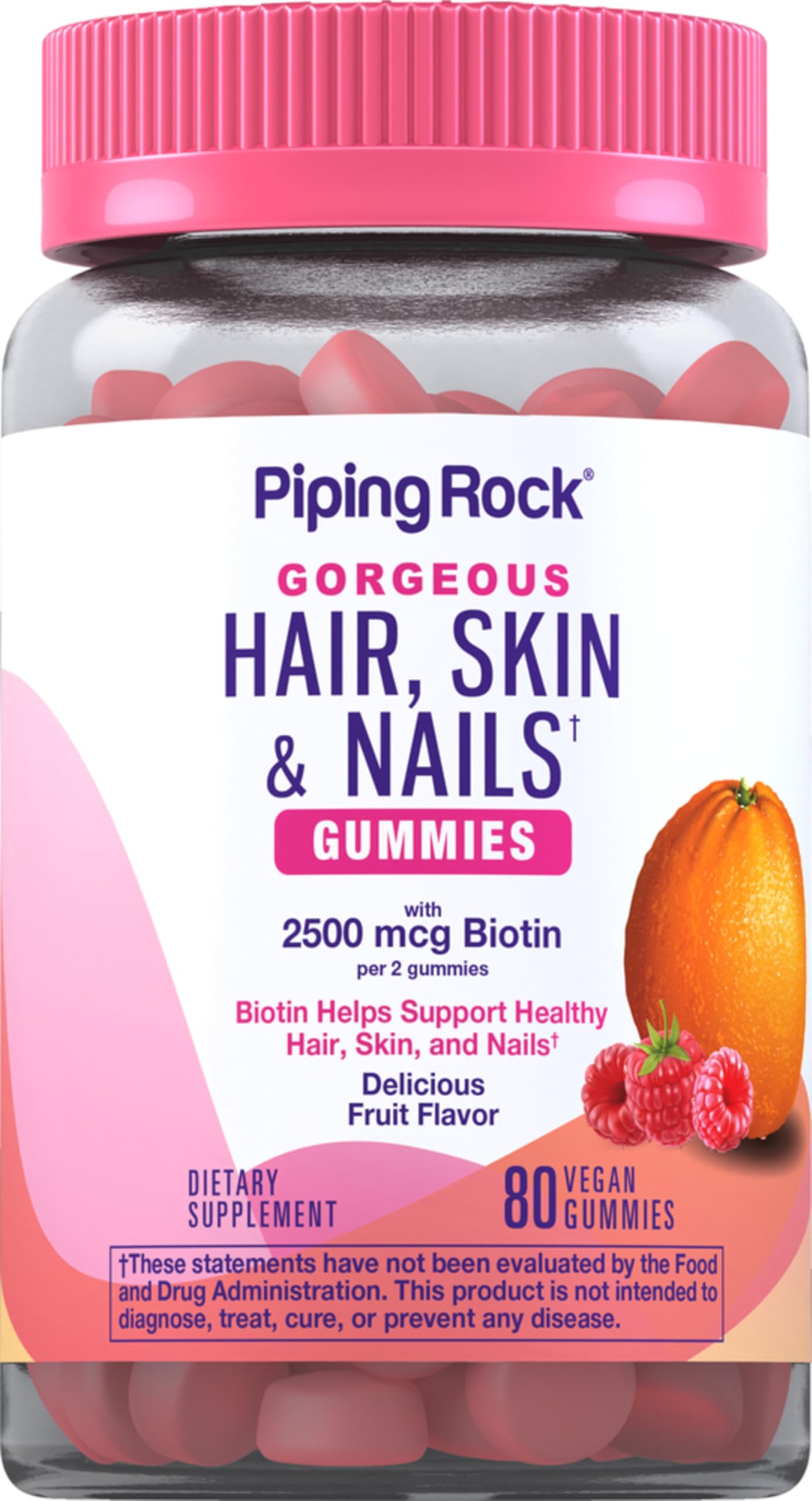 Piping Rock Hair Skin and Nails Vitamins Gummy 80 Count