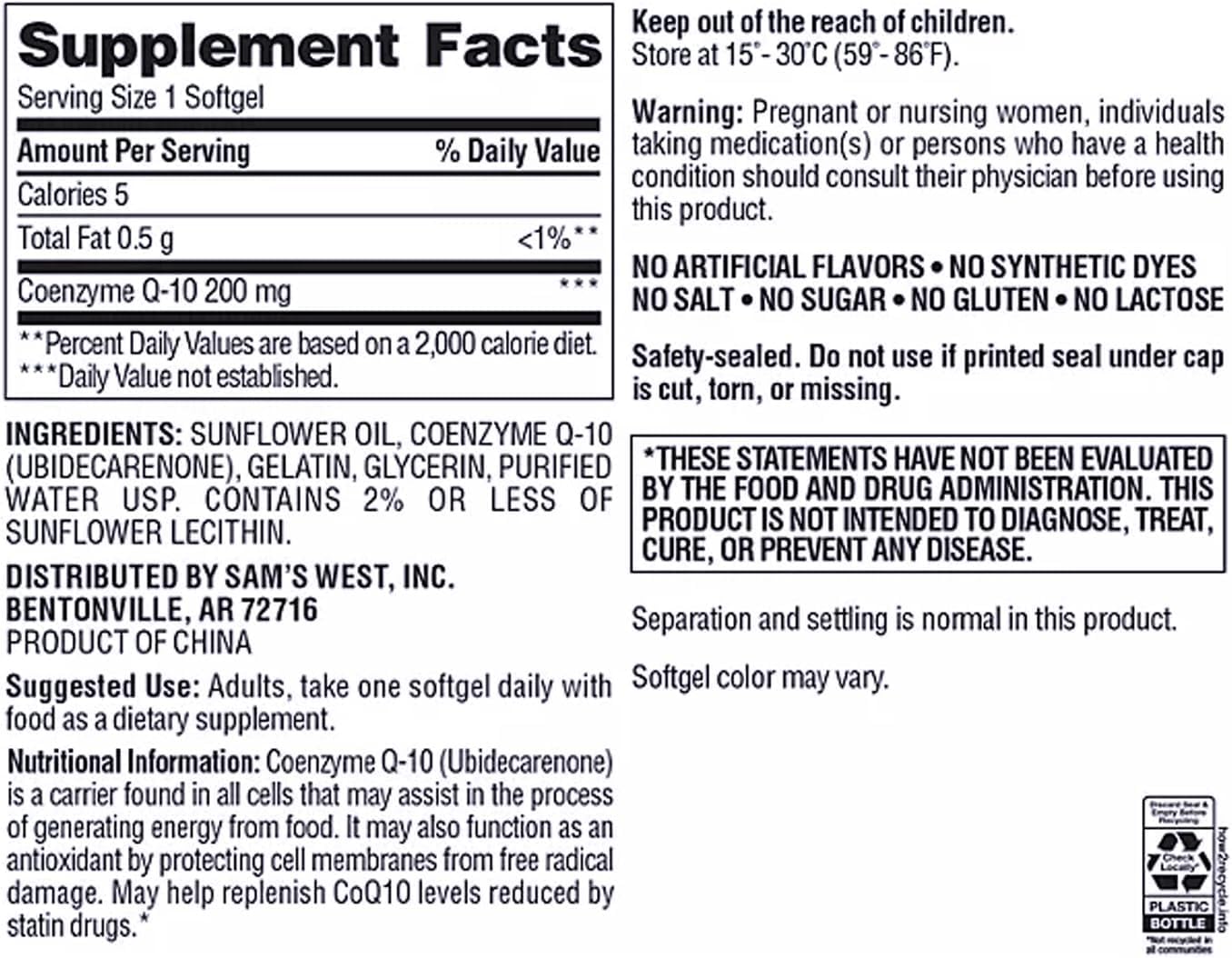 Generic CoQ10 200 mg Softgels 180 Count