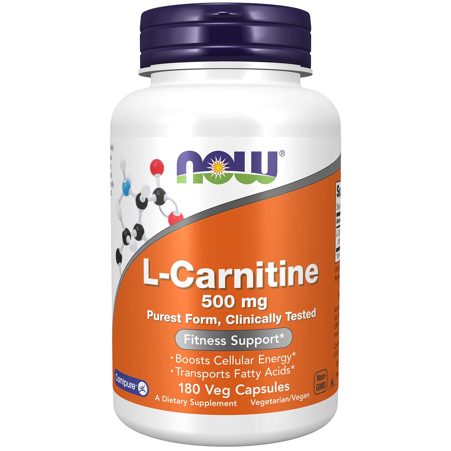 NOW Foods L-Carnitine 500 mg Capsules, 180 Count