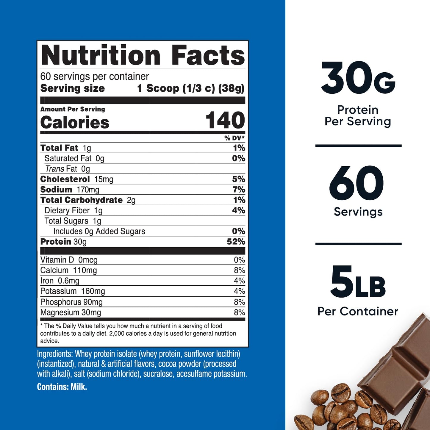 Nutricost Whey Protein Isolate Powder (Mocha), 80 Servings