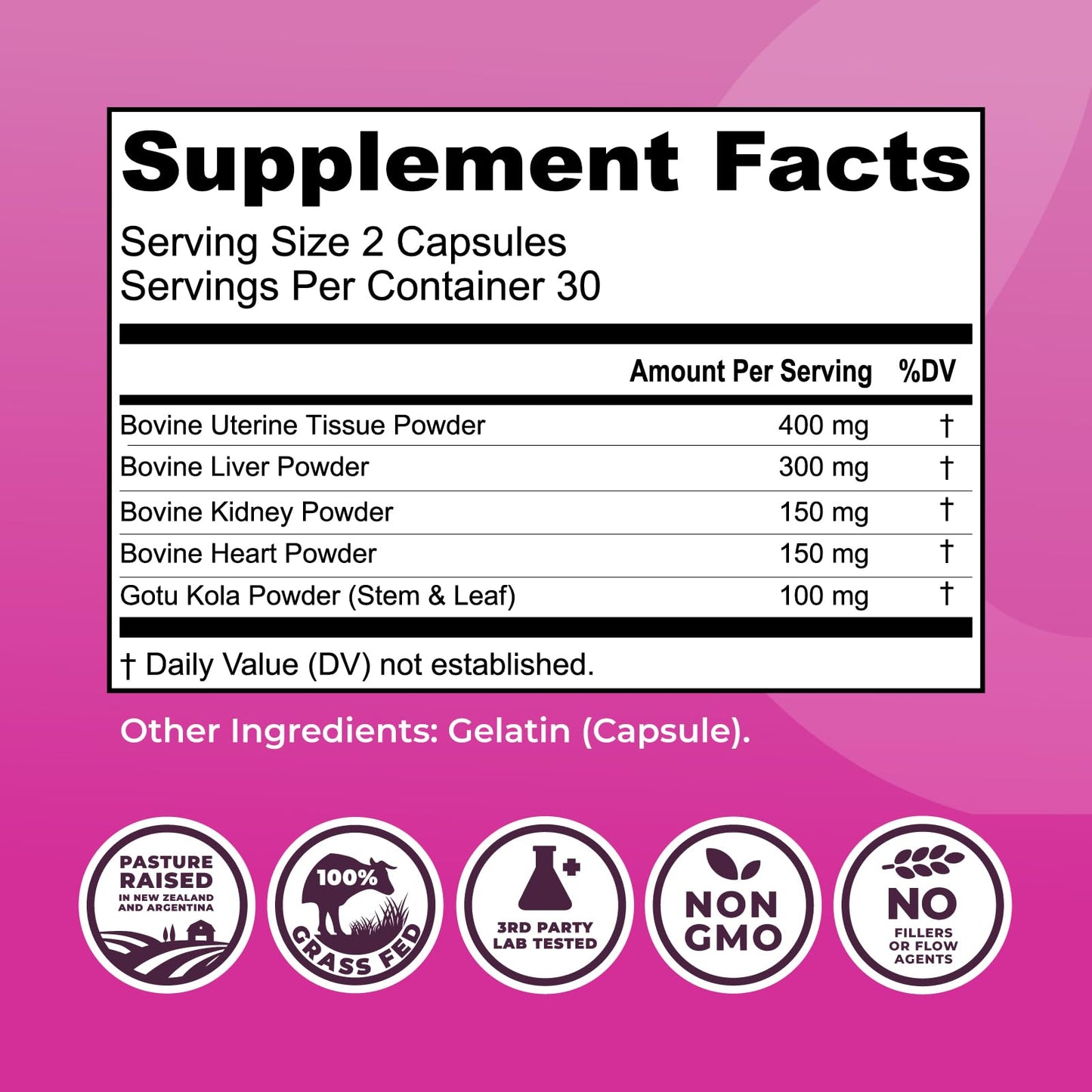 Left Coast Performance Beef Organ Supplement for Women 60 Capsules