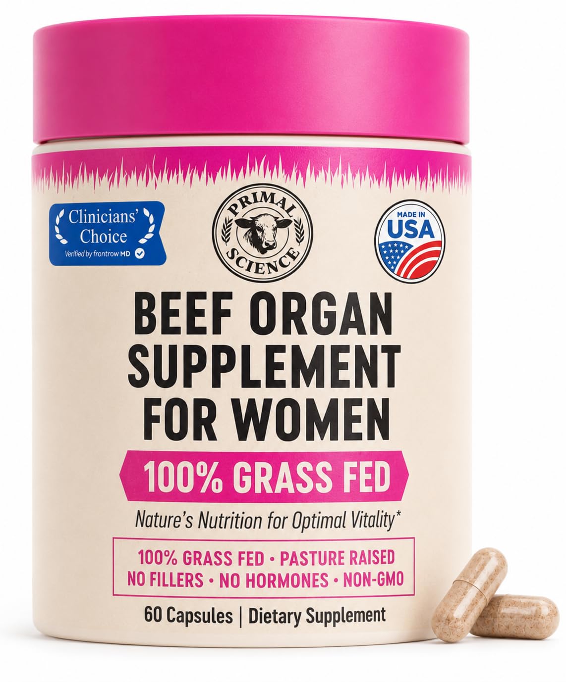 Primal Science Female Optimized Beef Organs, 60 Capsules