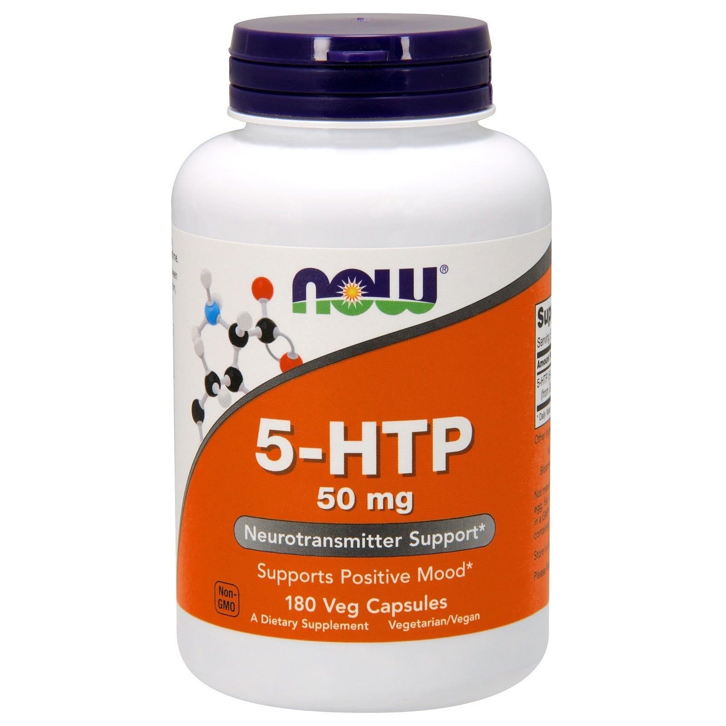 NOW Foods 5-HTP 50 mg Capsules, 180 Count