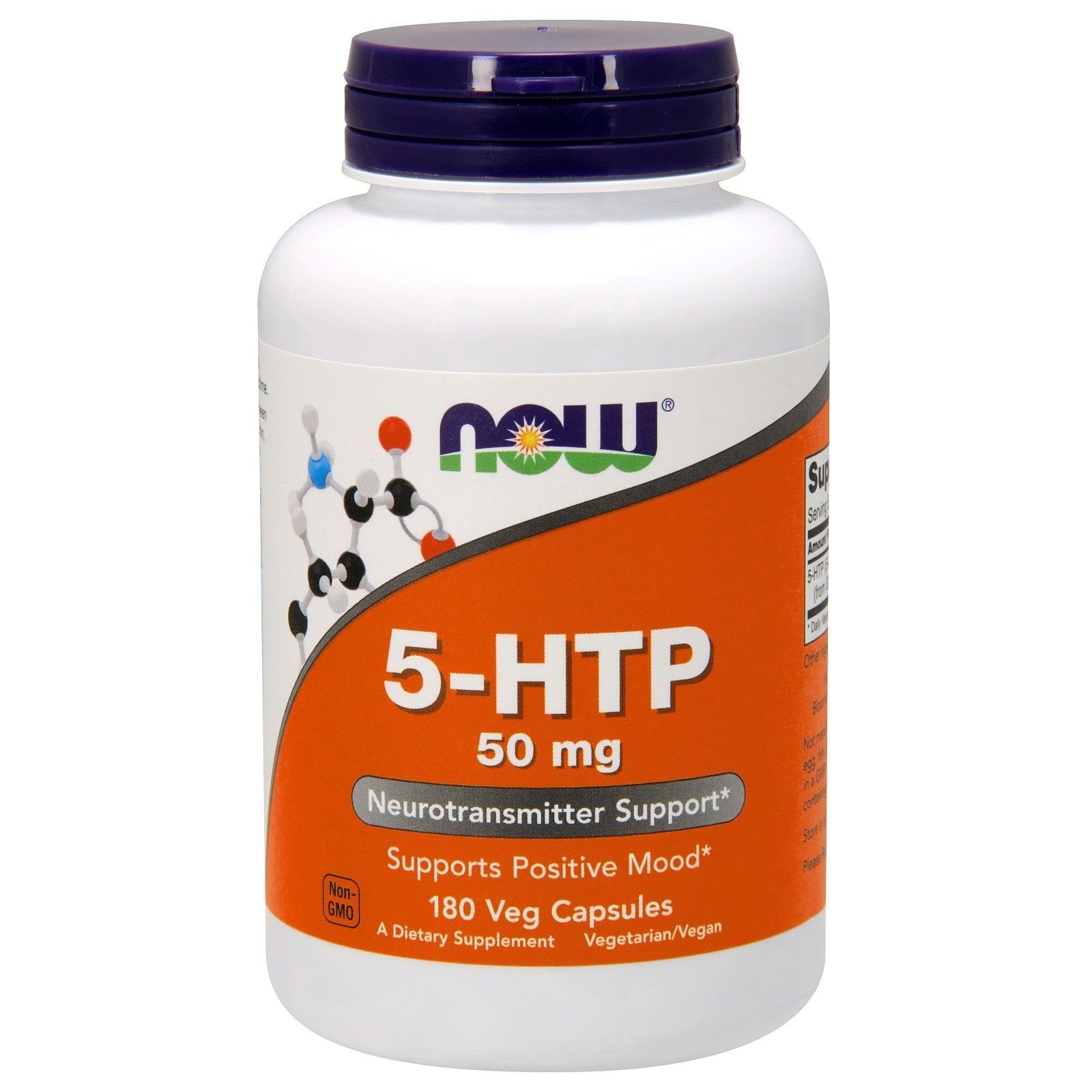 NOW Foods 5-HTP 50 mg Capsules, 180 Count