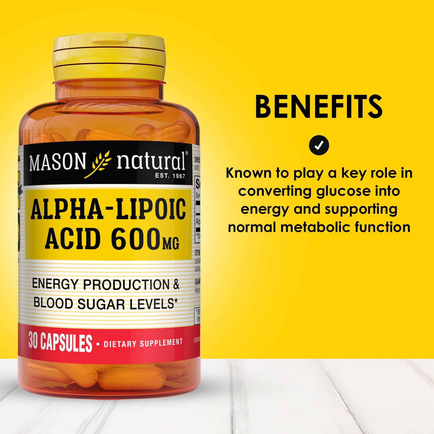 Mason Natural Alpha Lipoic Acid 600mg Capsule, 30 Count