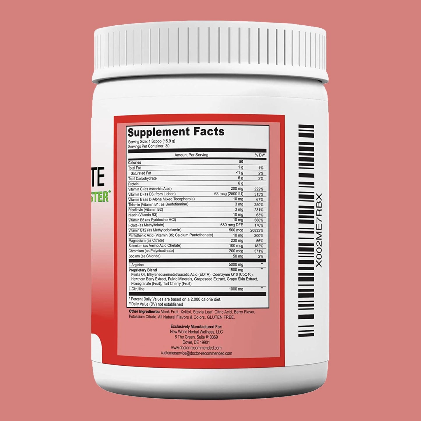 DOCTOR RECOMMENDED SUPPLEMENTS Cardio Complete - Heart Health Support Powder Supplement - 3-in-1 Nitric Oxide Booster with 5,000 L-Arginine, 1,000mg L-Citrulline, and Hawthorn Berry, 33.6 Servings