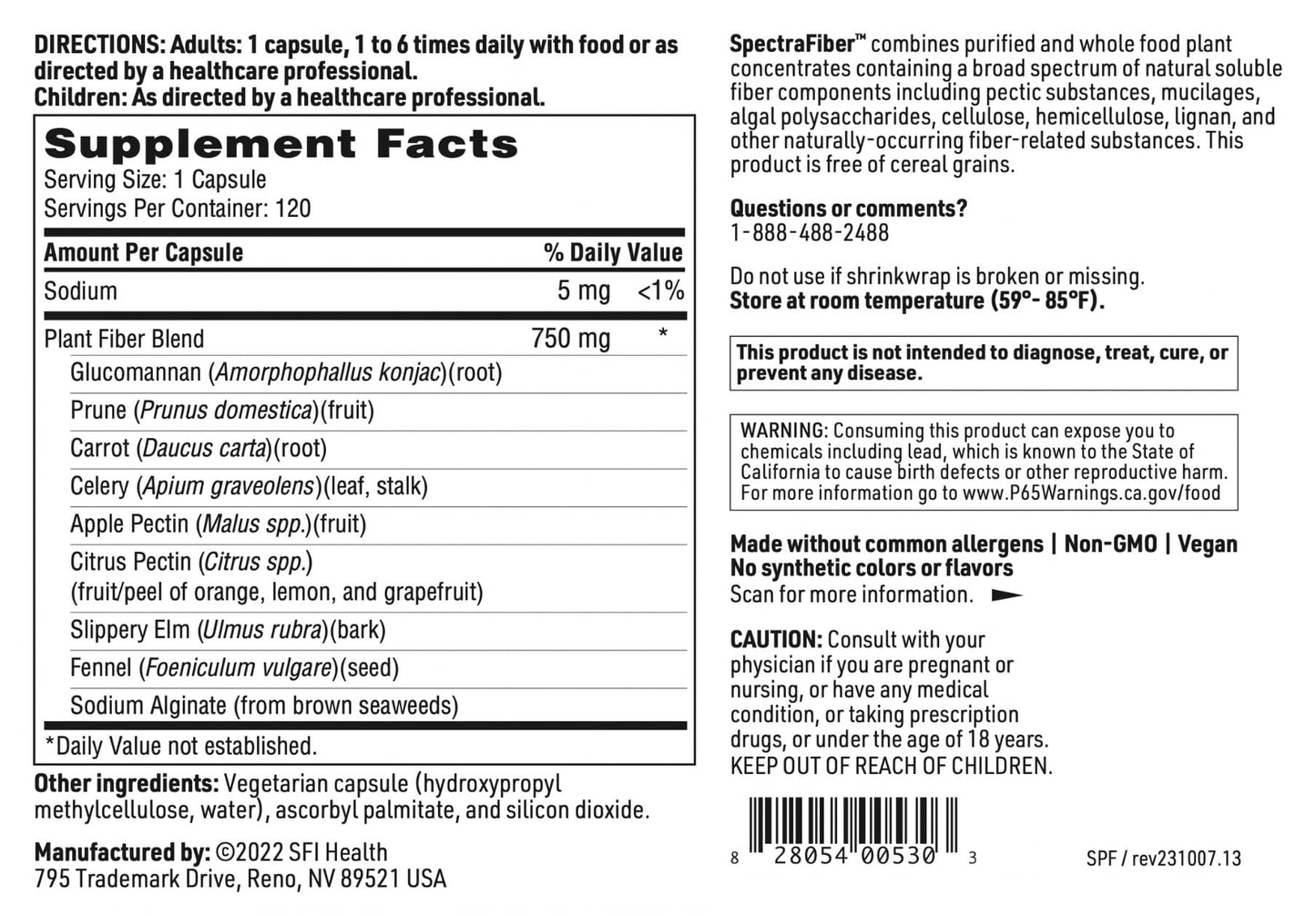SFI Health Spectrafiber Capsule 120 Capsules