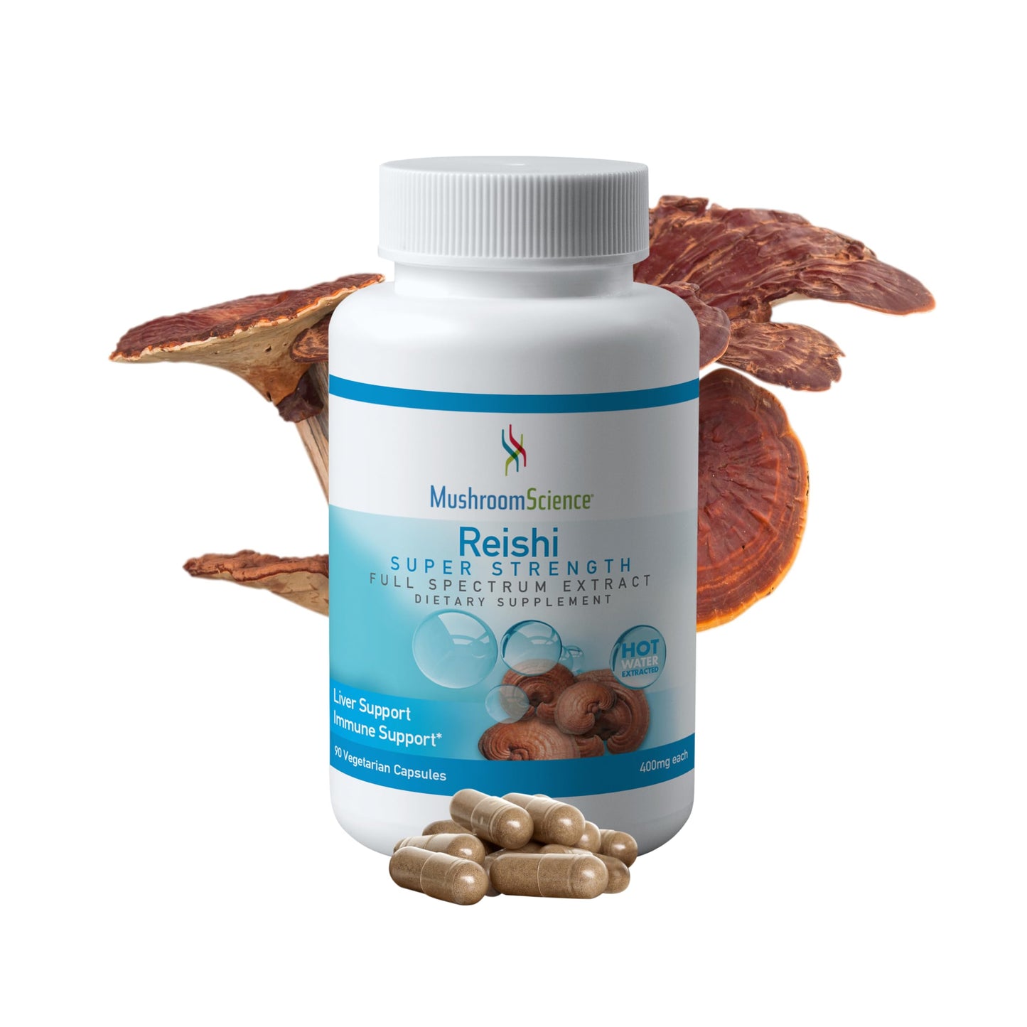 Mushroom Science Reishi Mushroom Capsules, 400mg, 90 Count