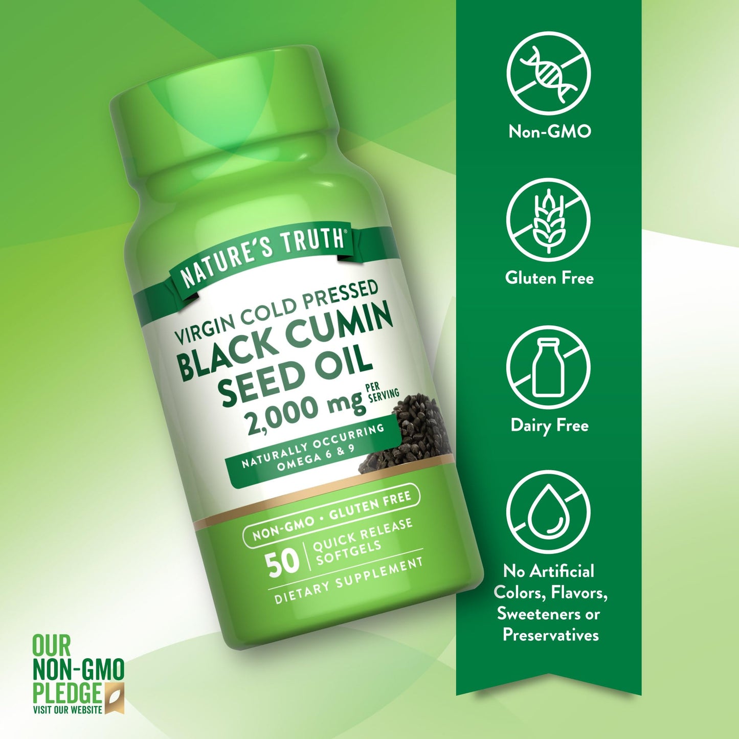 Nature's Truth Black Cumin Seed Oil 2000 mg Softgels 50 Count