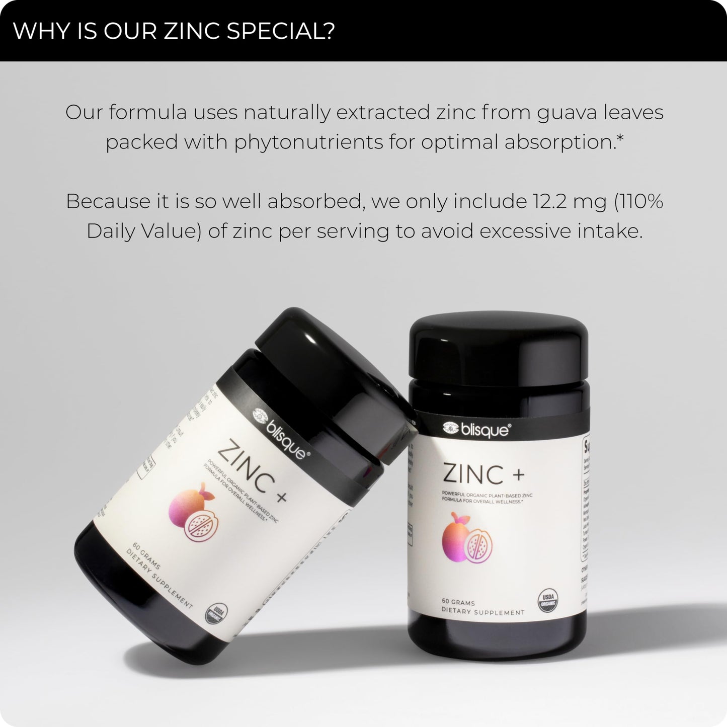 Blisque Organic Zinc Supplement Sourced from Guava Leaf Powder, 2.12 oz