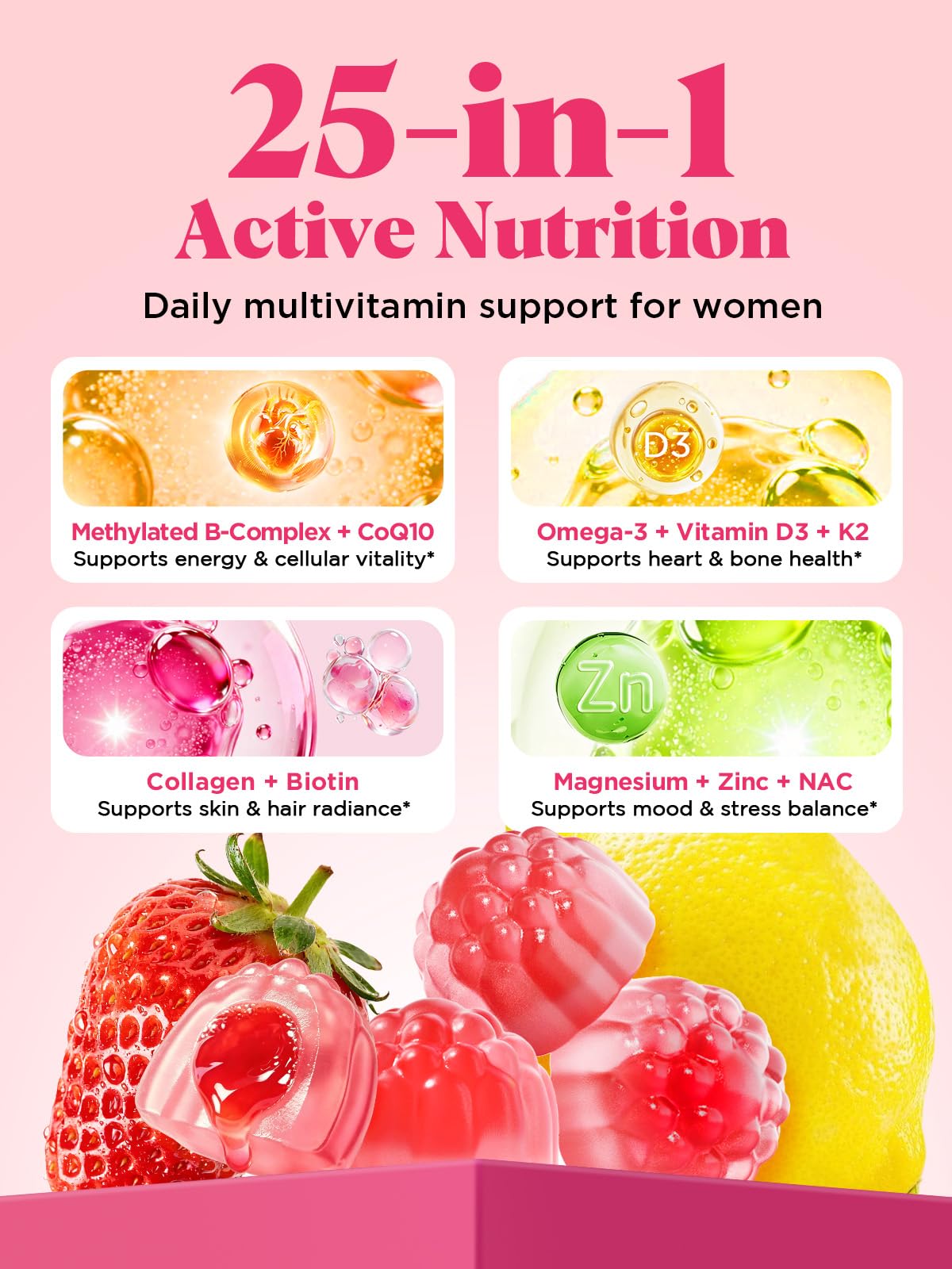 ECOFIB Methylated Multivitamin for Women Gummy, 120 Count