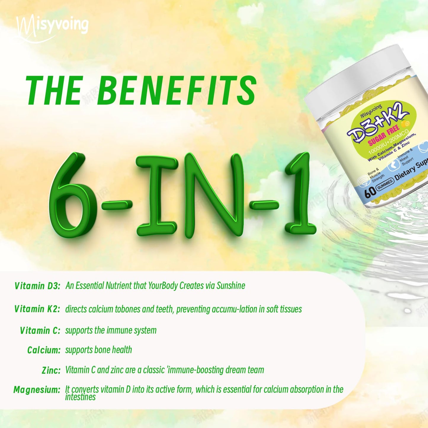Misyvoing Vitamin D3K2 Gummies 60 Count
