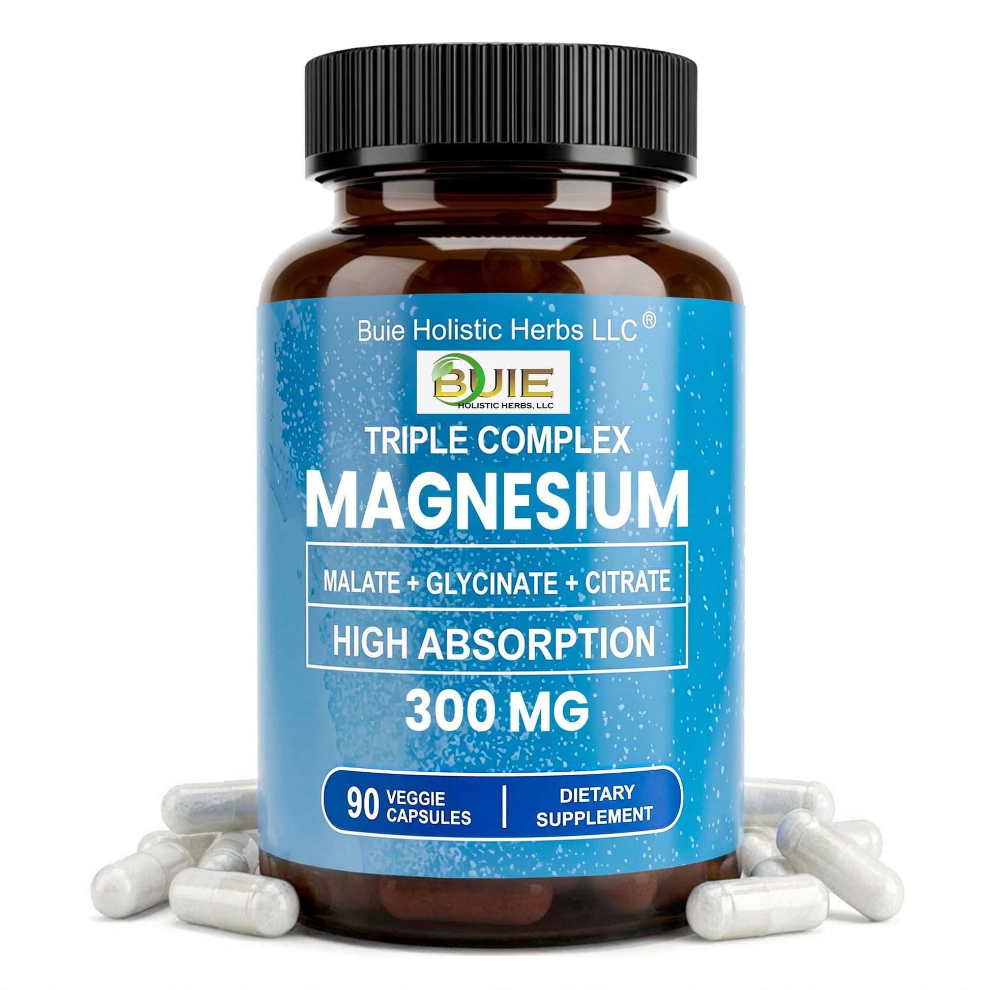 BUIE Triple Complex Magnesium Glycinate, Citrate & Malate 300mg, 90 Capsules