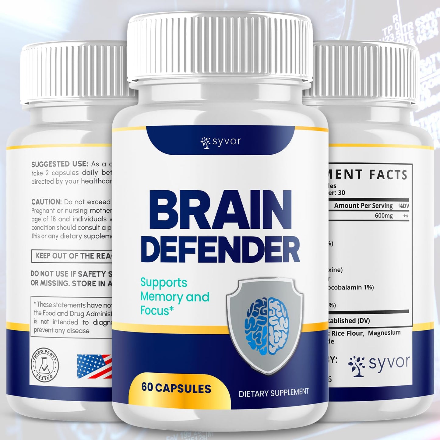 Syvor Brain Defender Advanced Formula Nootropic Capsules, 120 Capsules